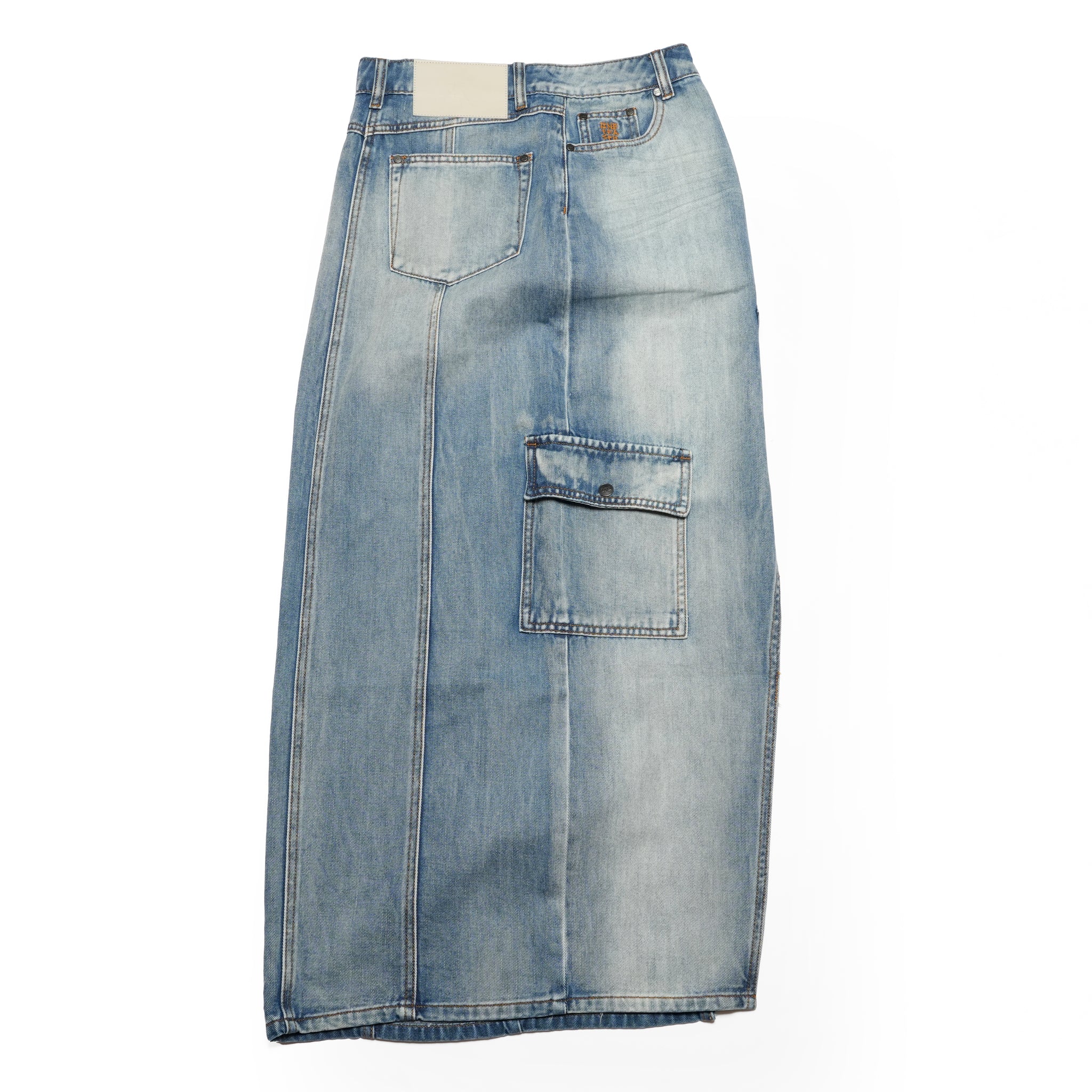 26787_Blue Summer | Epic Cargo Mid Waist Maxi Denim Skirt | Color:Blue Summer【ONE TEASPOON_ワンティースプーン】