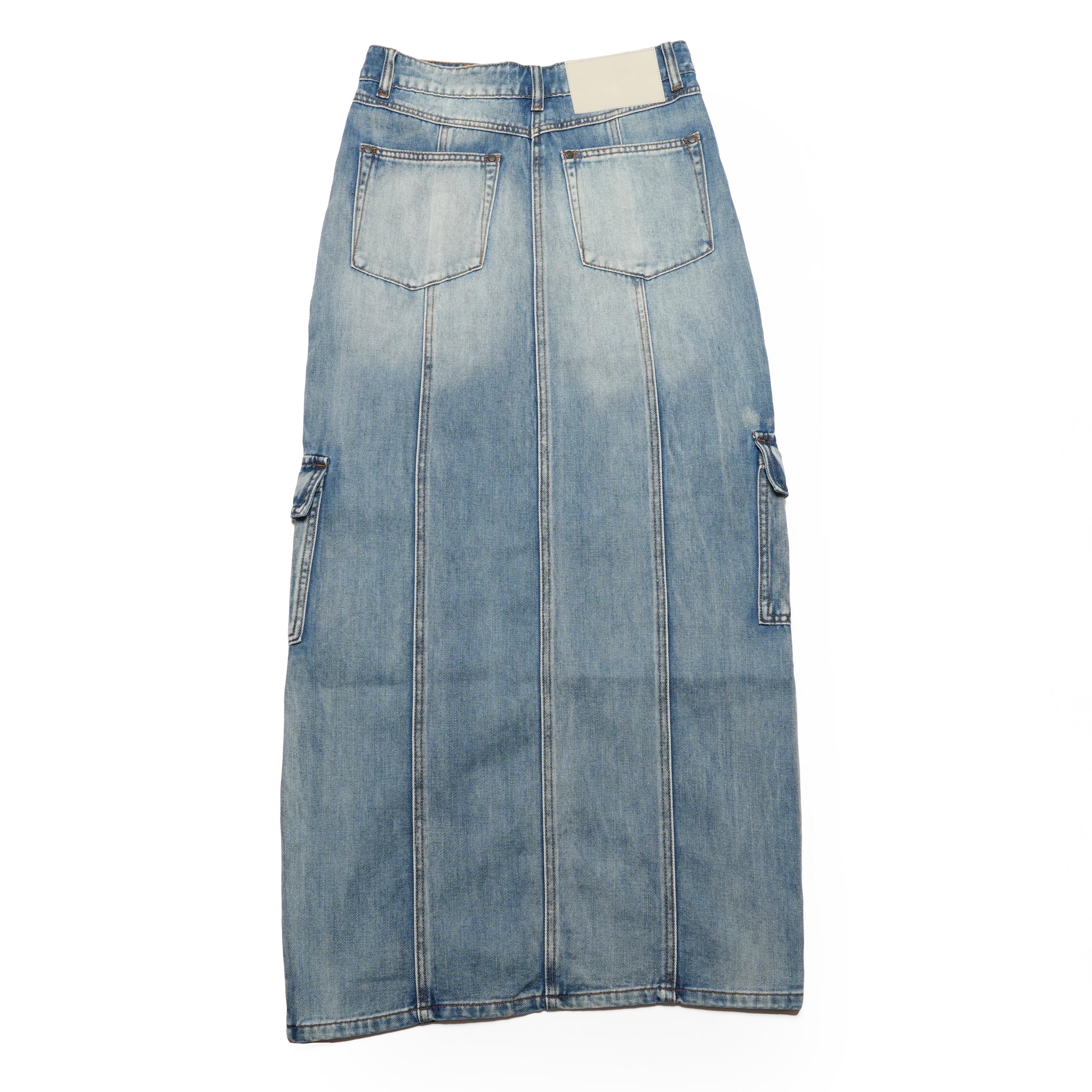 26787_Blue Summer | Epic Cargo Mid Waist Maxi Denim Skirt | Color:Blue Summer【ONE TEASPOON_ワンティースプーン】