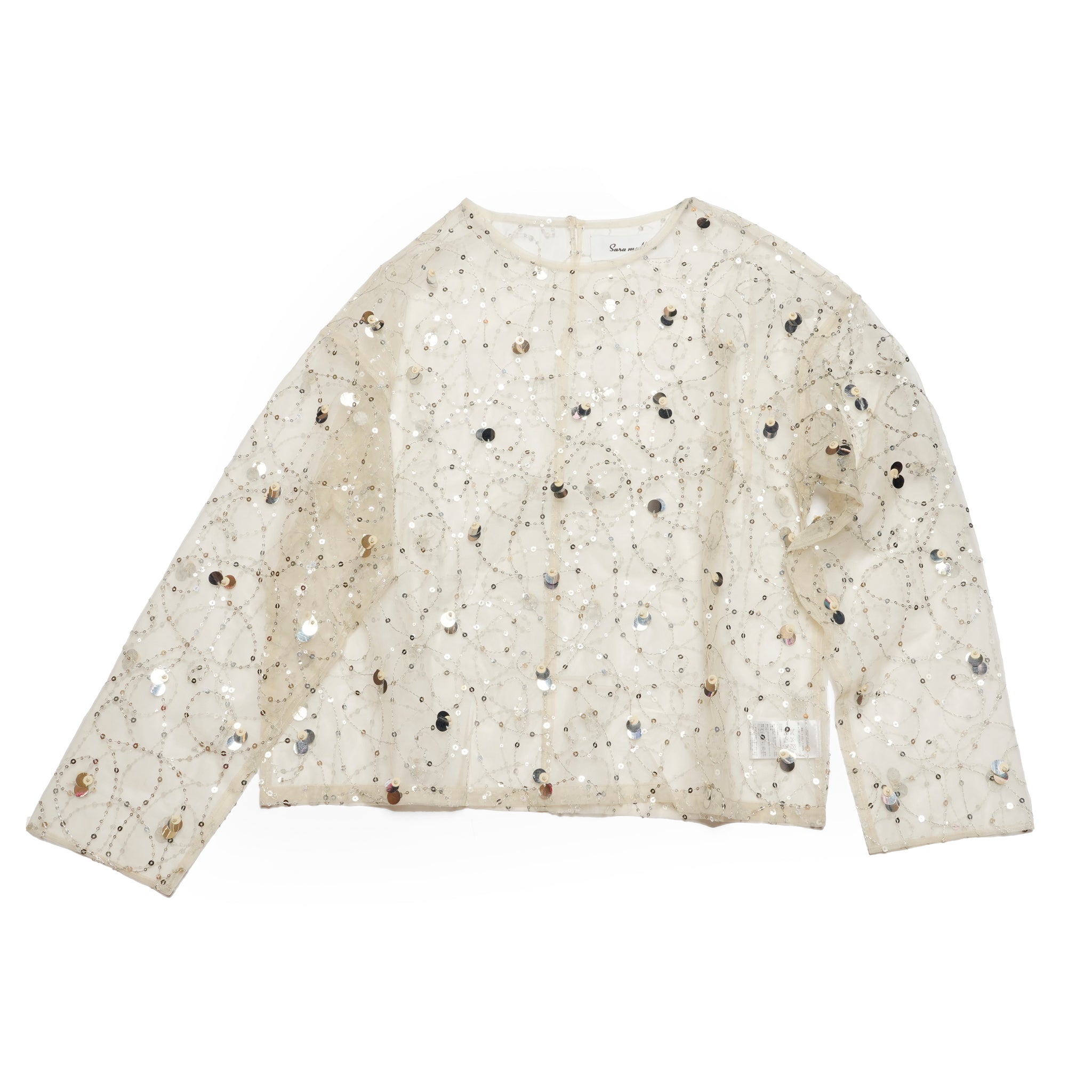 020151SN1_Ecru | SHINY SEQUIN EMBROIDERY TOP | Color:Ecru【SARA MALLIKA_サラマリカ】