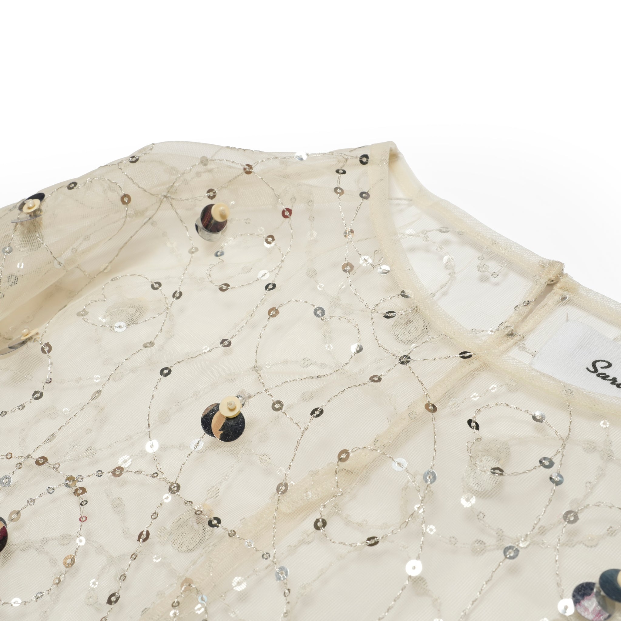 020151SN1_Ecru | SHINY SEQUIN EMBROIDERY TOP | Color:Ecru【SARA MALLIKA_サラマリカ】