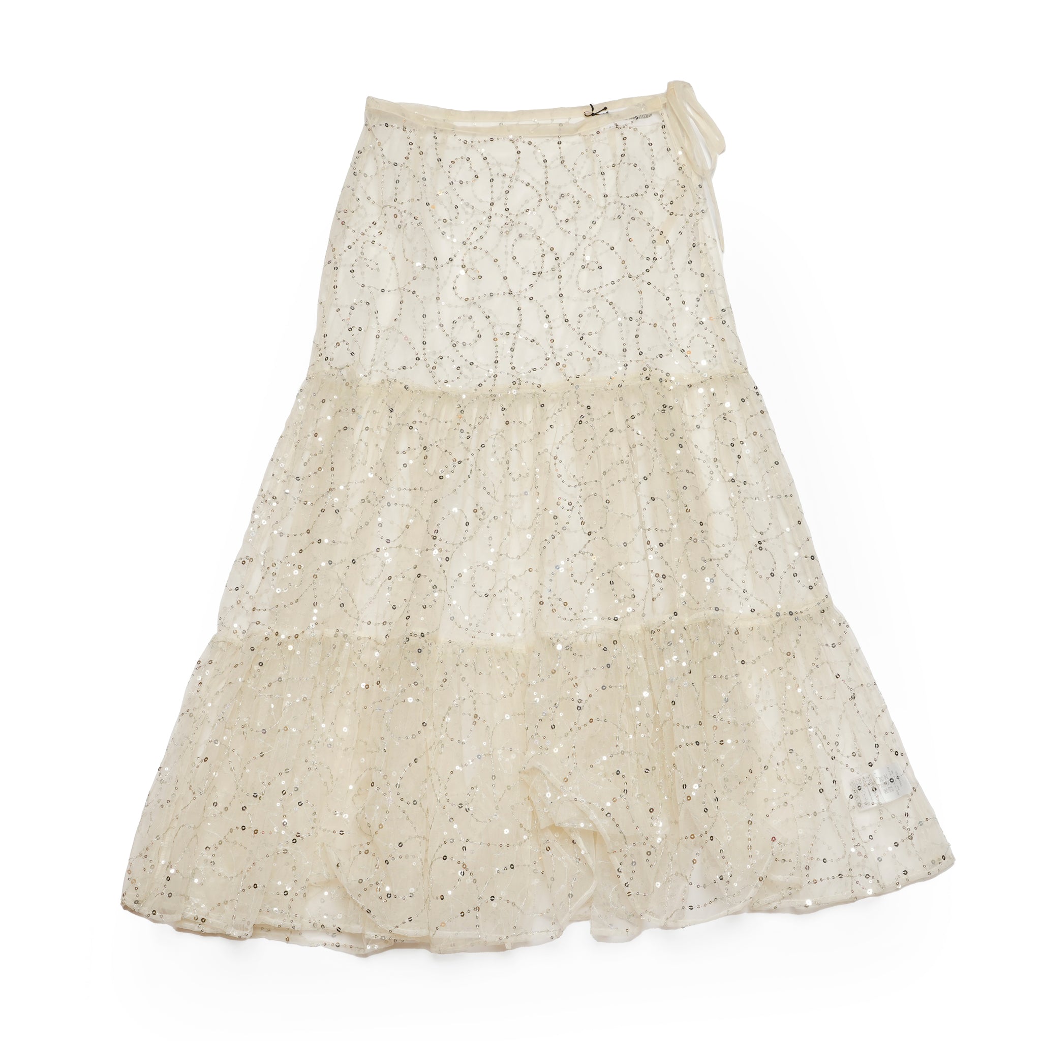 020351SN2_Ecru | SHINY SEQUIN EMBROIDERY SKIRT | Color:Ecru【SARA MALLIKA_サラマリカ】