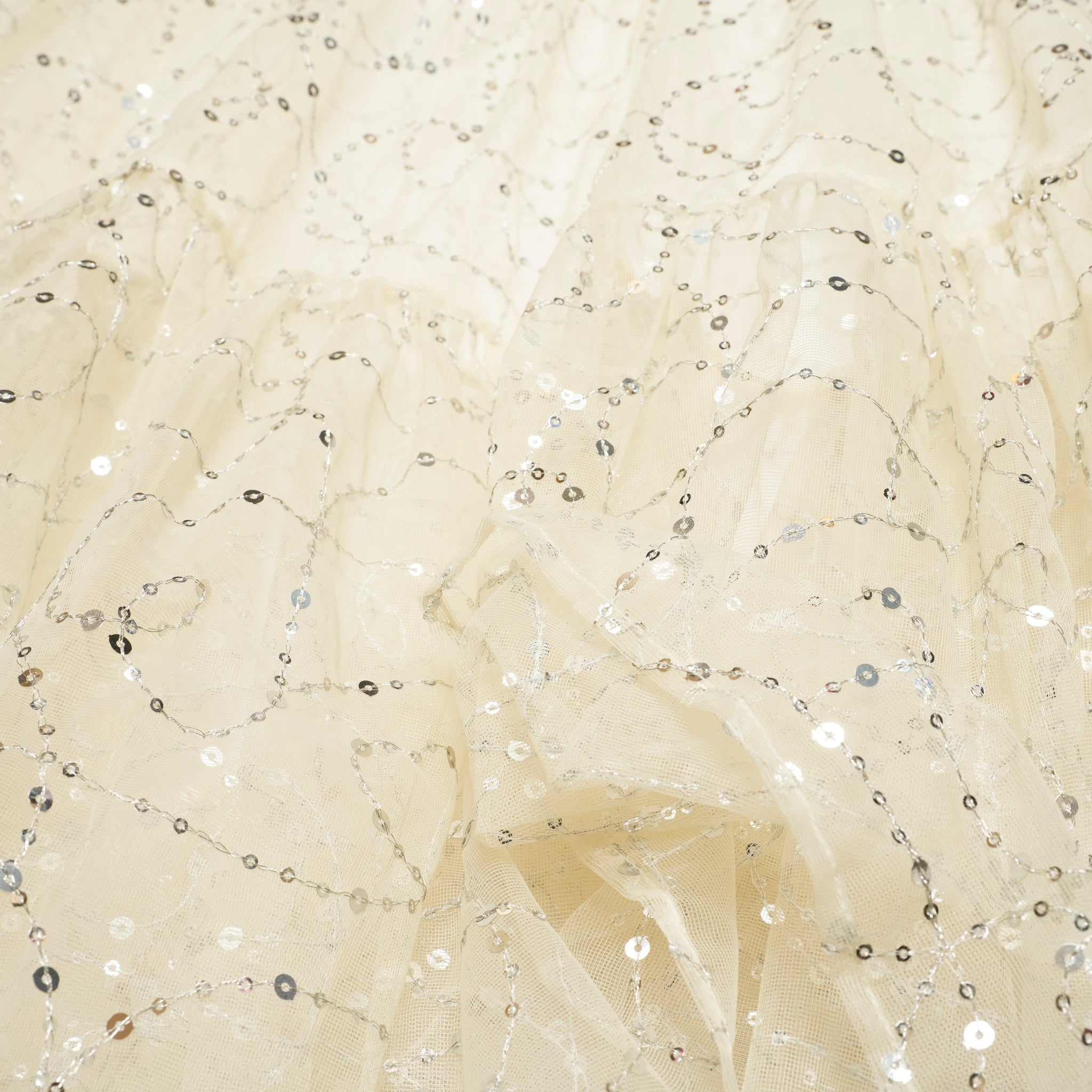 020351SN2_Ecru | SHINY SEQUIN EMBROIDERY SKIRT | Color:Ecru【SARA MALLIKA_サラマリカ】