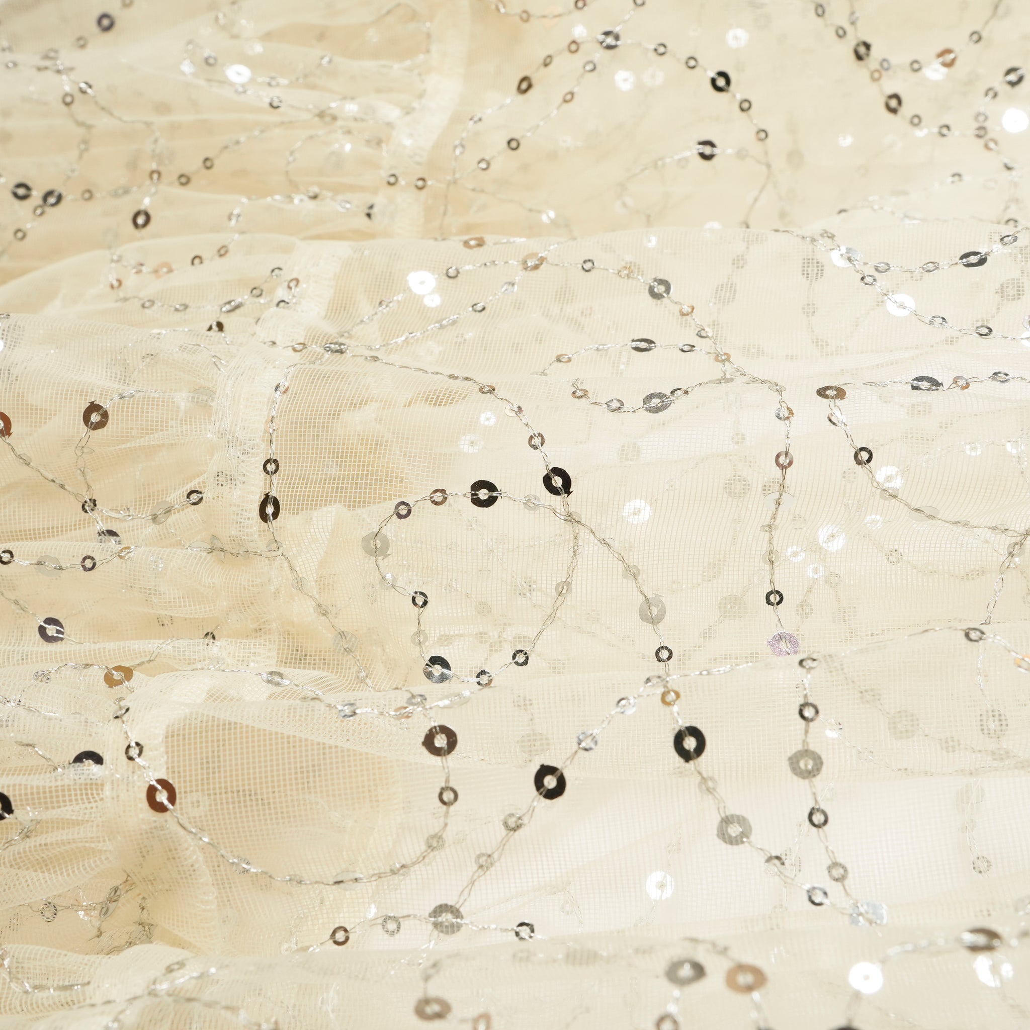 020351SN2_Ecru | SHINY SEQUIN EMBROIDERY SKIRT | Color:Ecru【SARA MALLIKA_サラマリカ】