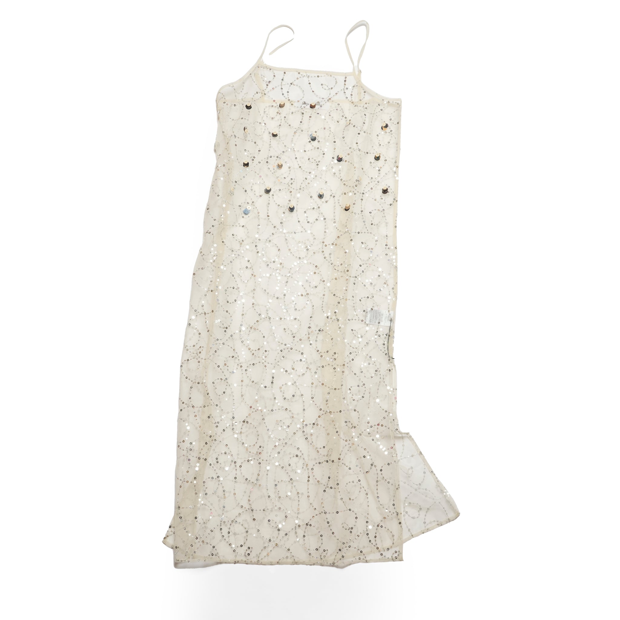 020551SN3_Ecru | SHINY SEQUIN EMBROIDERY CAMI DRESS | Color:Ecru【SARA MALLIKA_サラマリカ】【archive】