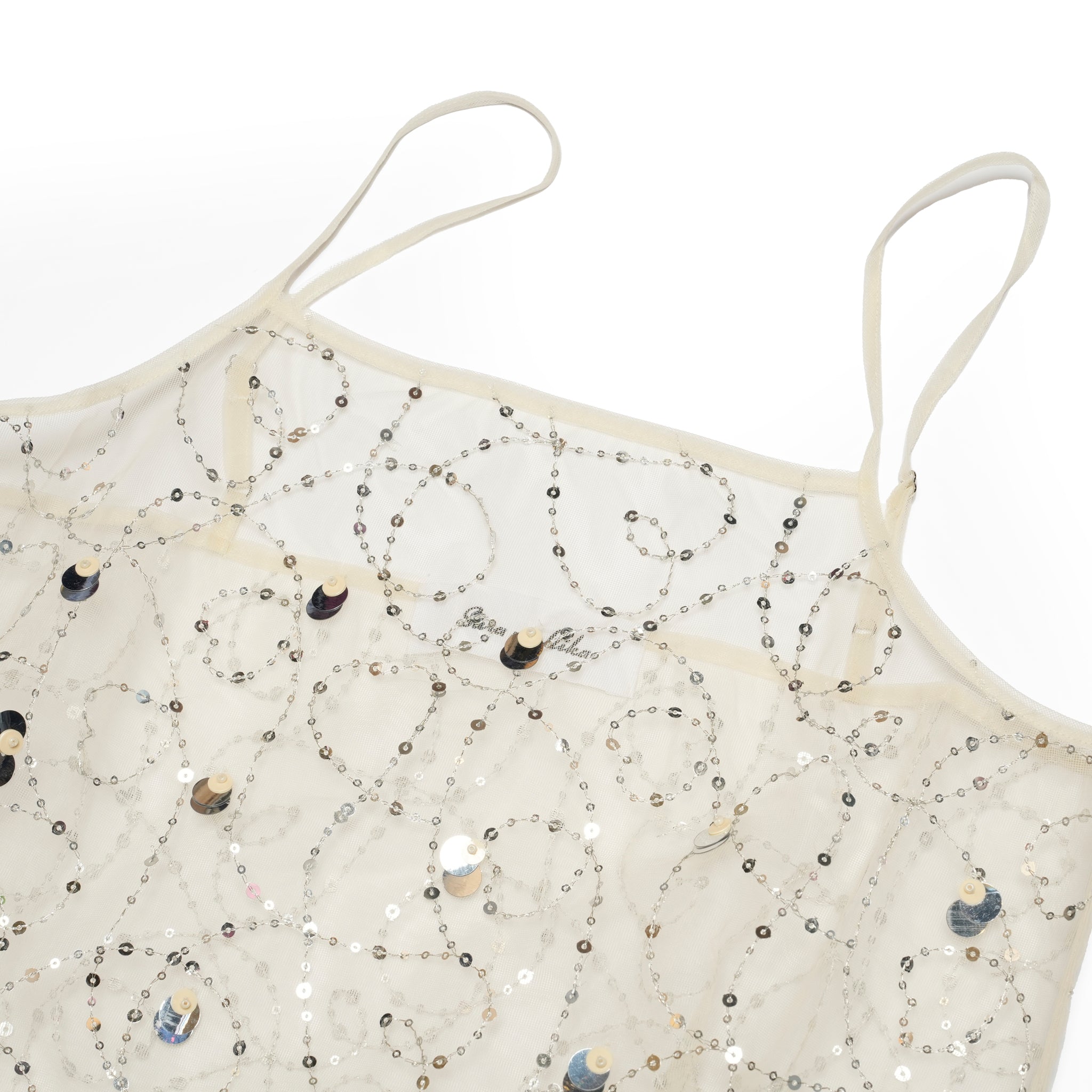 020551SN3_Ecru | SHINY SEQUIN EMBROIDERY CAMI DRESS | Color:Ecru【SARA MALLIKA_サラマリカ】【archive】