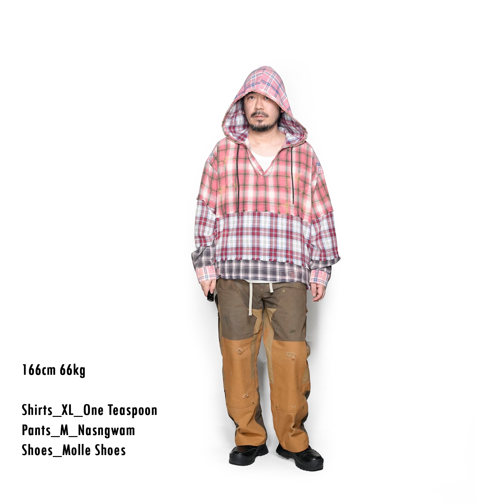 26838D_Multi | ACID WASH FLANNEL HOODED SHIRT | Color:Multi【ONE TEASPOON_ワンティースプーン】