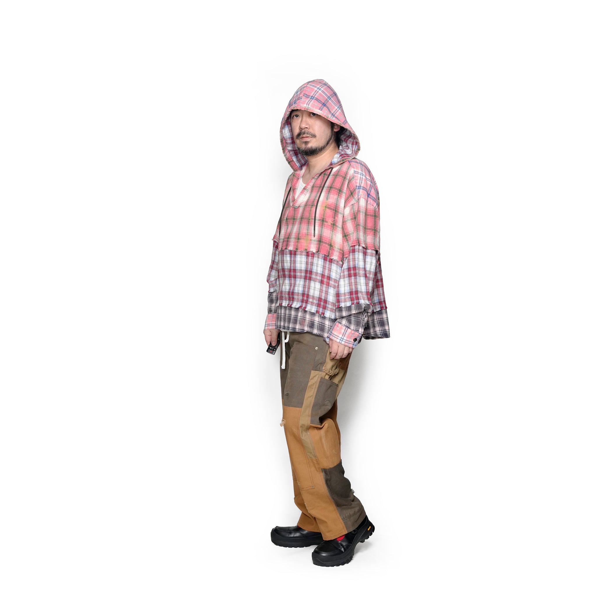 26838D_Multi | ACID WASH FLANNEL HOODED SHIRT | Color:Multi【ONE TEASPOON_ワンティースプーン】