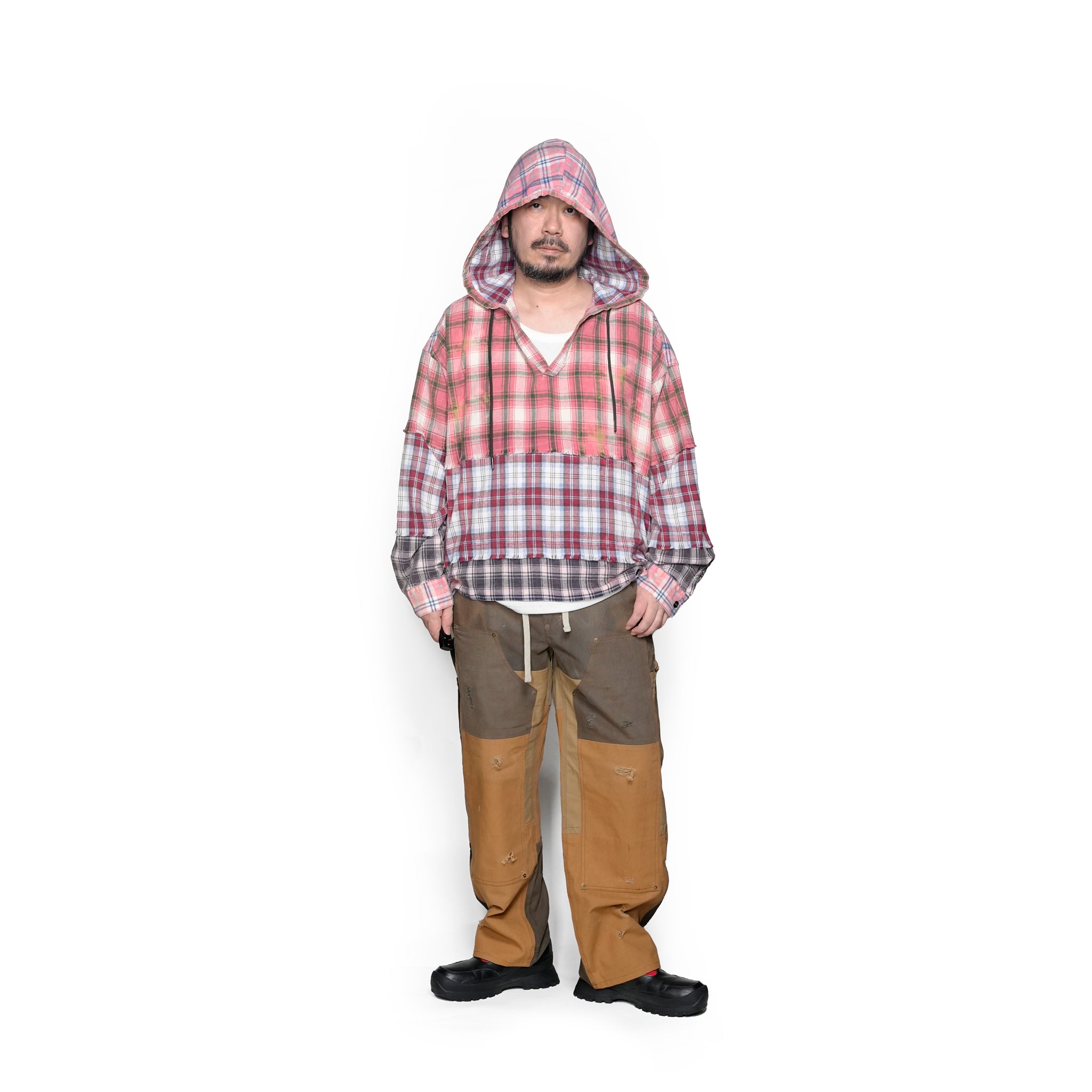 26838D_Multi | ACID WASH FLANNEL HOODED SHIRT | Color:Multi【ONE TEASPOON_ワンティースプーン】