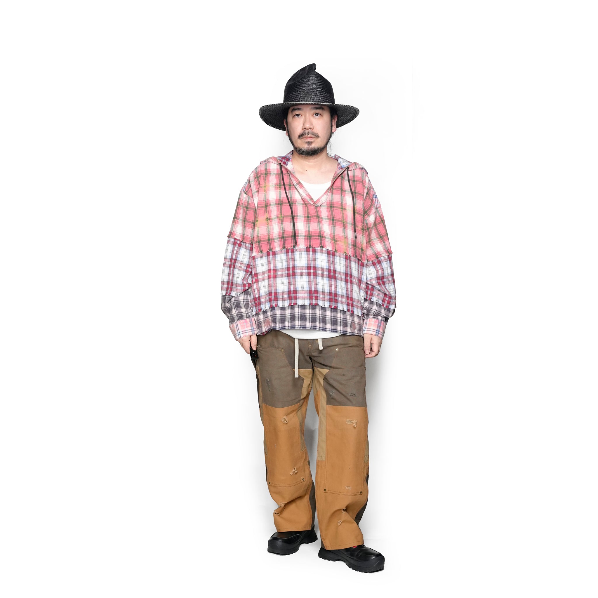 26838D_Multi | ACID WASH FLANNEL HOODED SHIRT | Color:Multi【ONE TEASPOON_ワンティースプーン】