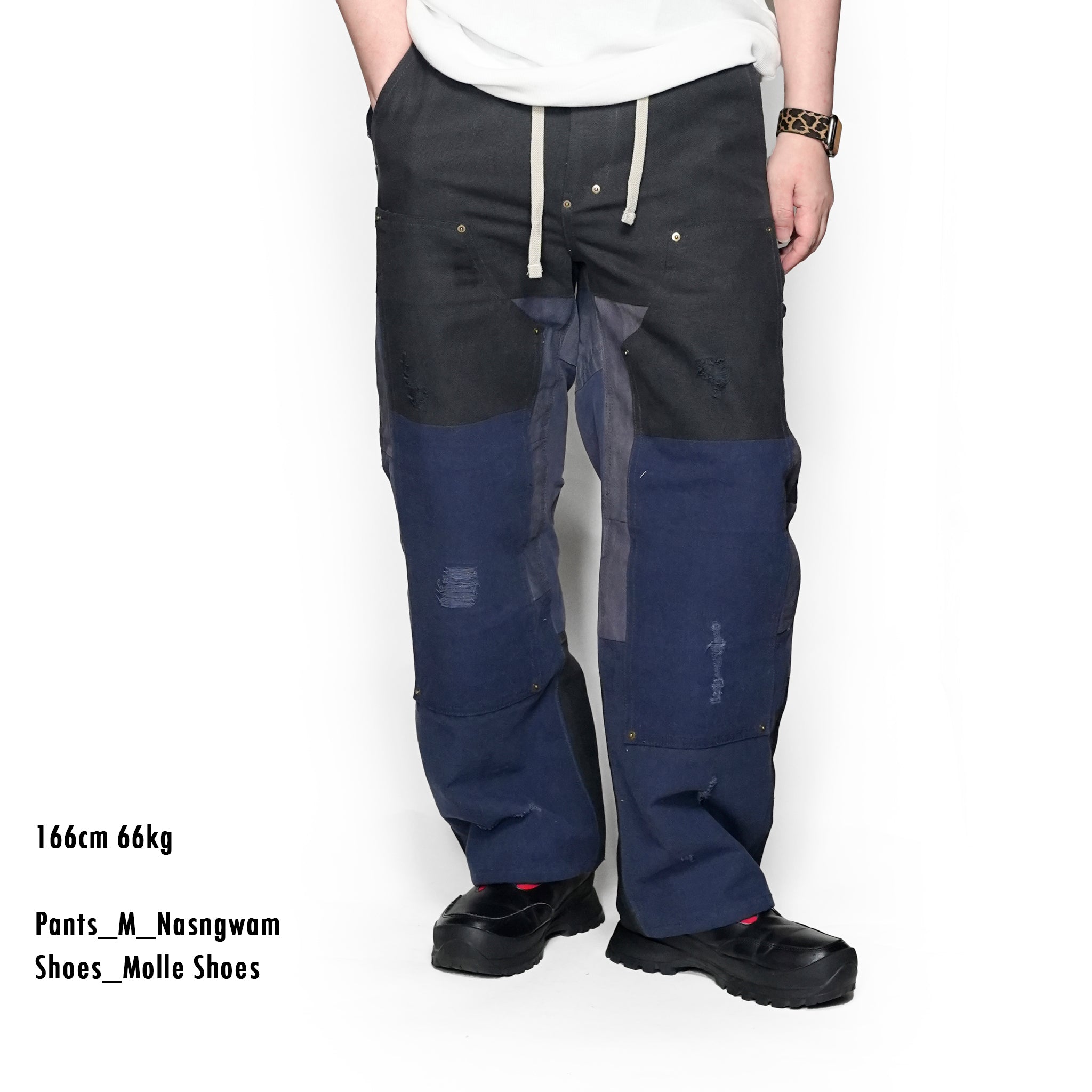 RP2528305_Navy | DAMAGE DOUBLEKNEE PANTS | Color:Navy | Size_M/L/XL【NASNGWAM_ナスングワム】