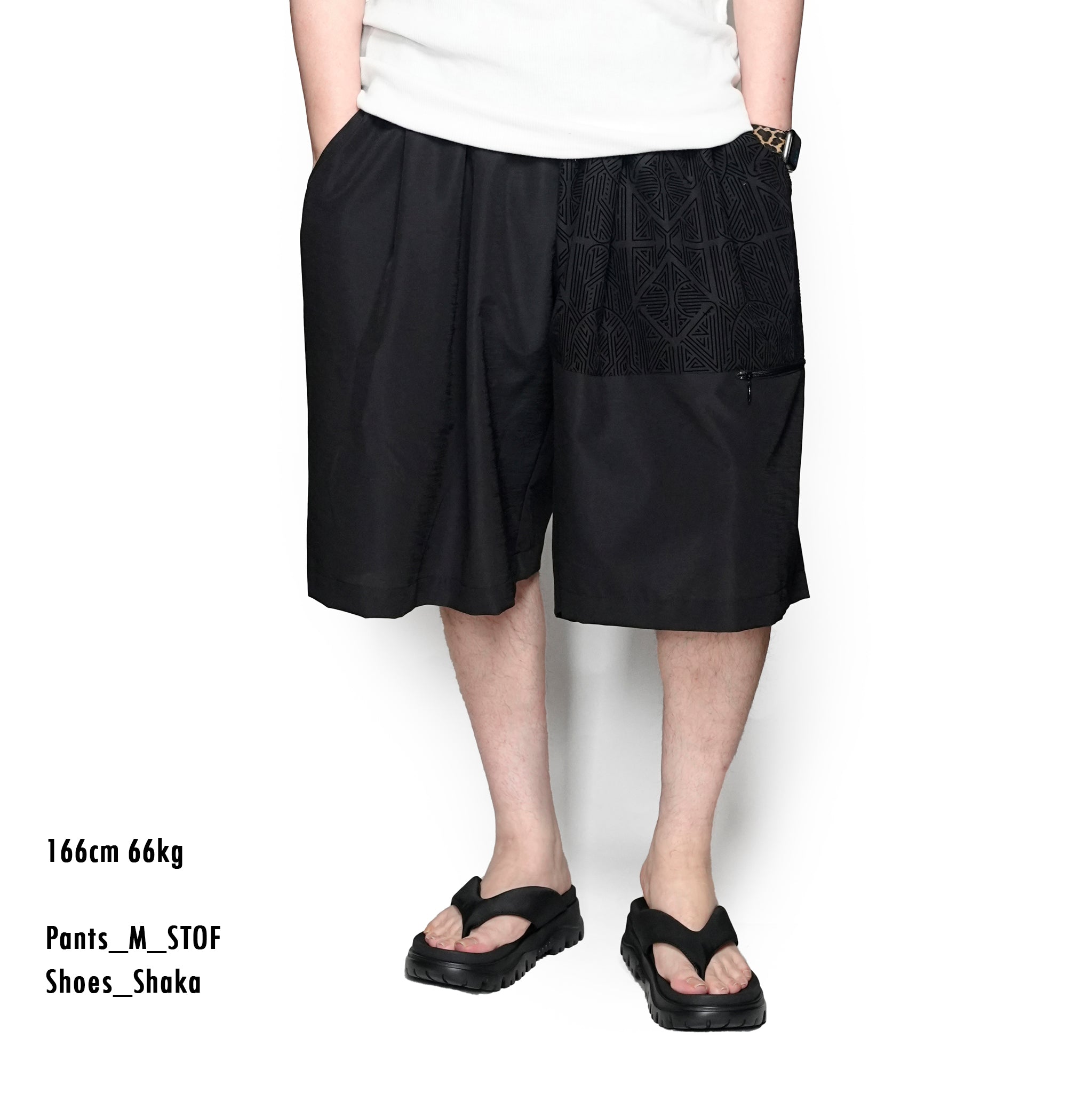 SF25SS-11_Black | Stone Yard Floc Wide Shorts | Color:Black【STOF_ストフ】【archive】