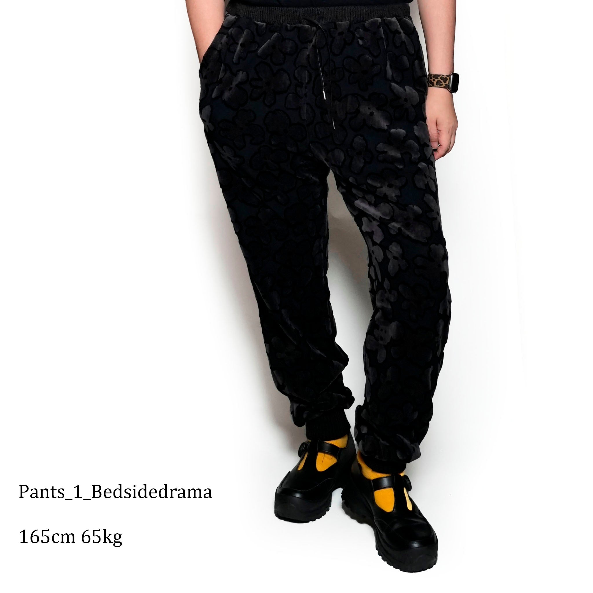BSD24AW-17_VELOR BK | Flowers JQ Pants | Color:Velor Bk【BEDSIDEDRAMA_ベッドサイドドラマ】【archive】