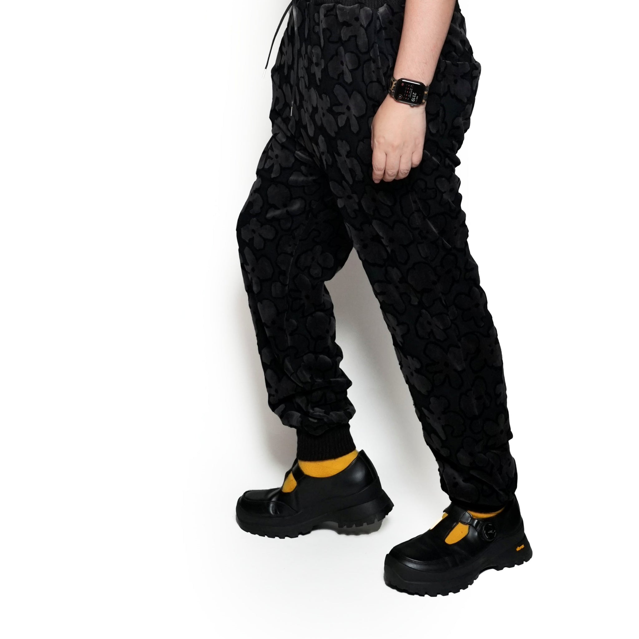 BSD24AW-17_VELOR BK | Flowers JQ Pants | Color:Velor Bk【BEDSIDEDRAMA_ベッドサイドドラマ】【archive】
