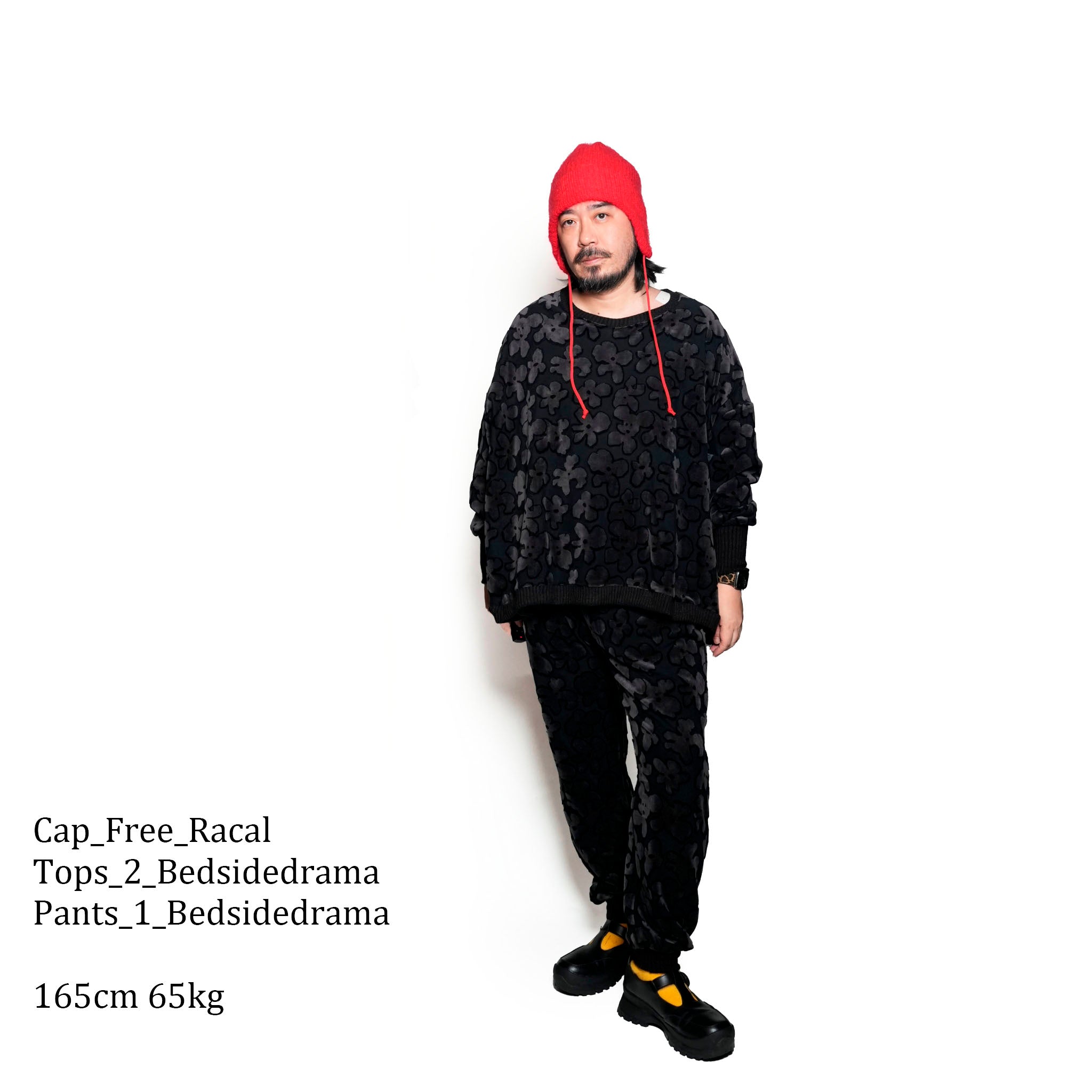 BSD24AW-17_VELOR BK | Flowers JQ Pants | Color:Velor Bk【BEDSIDEDRAMA_ベッドサイドドラマ】【archive】