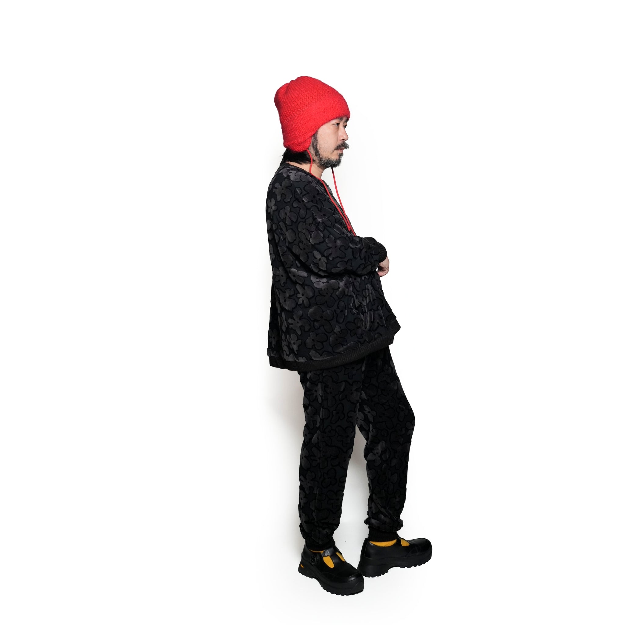 BSD24AW-17_VELOR BK | Flowers JQ Pants | Color:Velor Bk【BEDSIDEDRAMA_ベッドサイドドラマ】【archive】