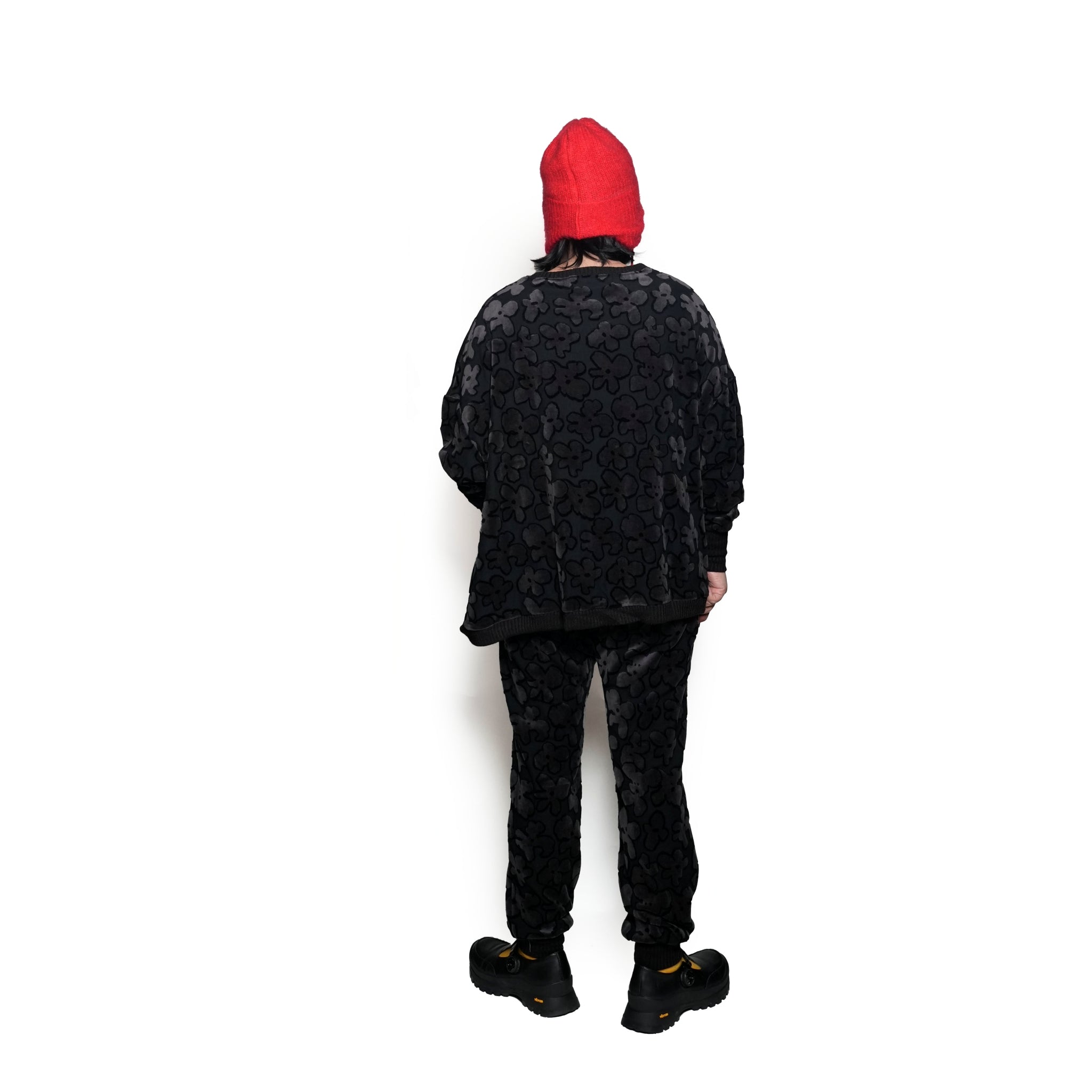 BSD24AW-17_VELOR BK | Flowers JQ Pants | Color:Velor Bk【BEDSIDEDRAMA_ベッドサイドドラマ】【archive】