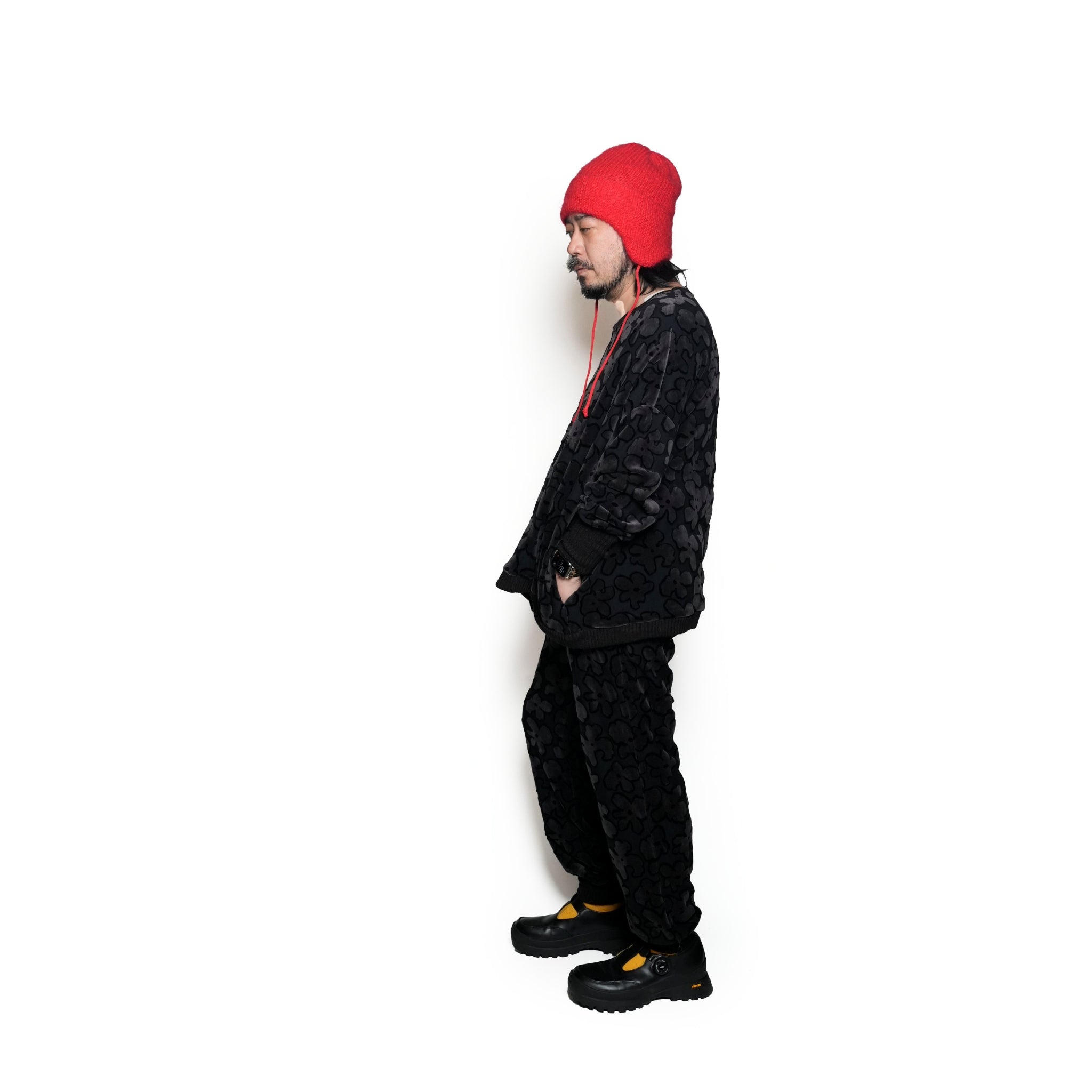 BSD24AW-17_VELOR BK | Flowers JQ Pants | Color:Velor Bk【BEDSIDEDRAMA_ベッドサイドドラマ】【archive】