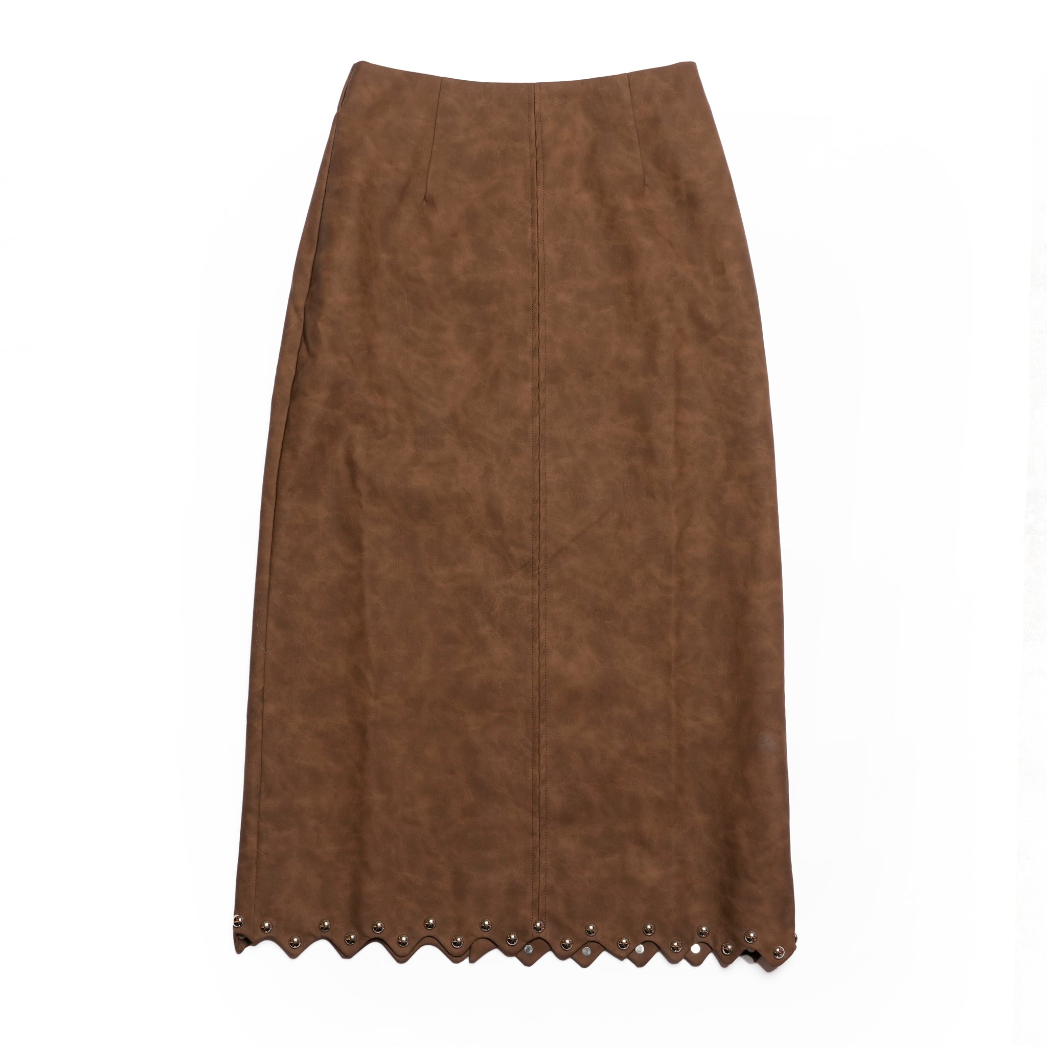 Courtney Studded Midi Skirt | Color_Brown | No_32GH02SKG148BRN_BROWN【GHOSPELL_ゴスペル】