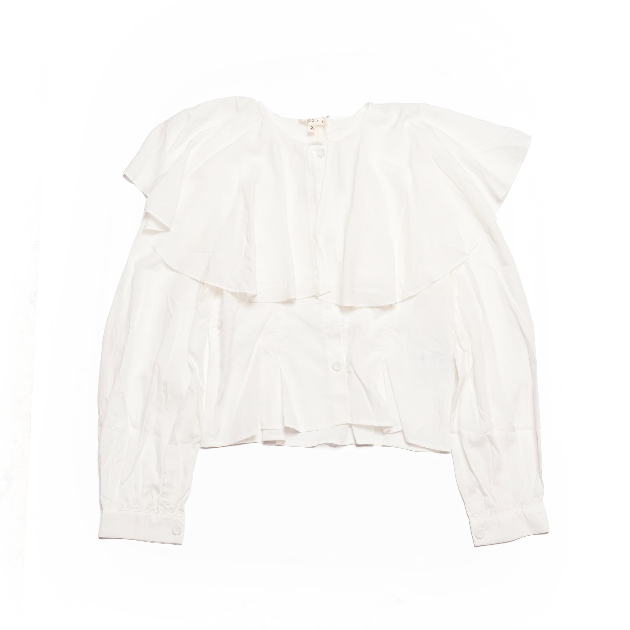 Marla Cape Blouse | Color_White | No_32GH02BLG369WHT_WHITE【GHOSPELL_ゴスペル】