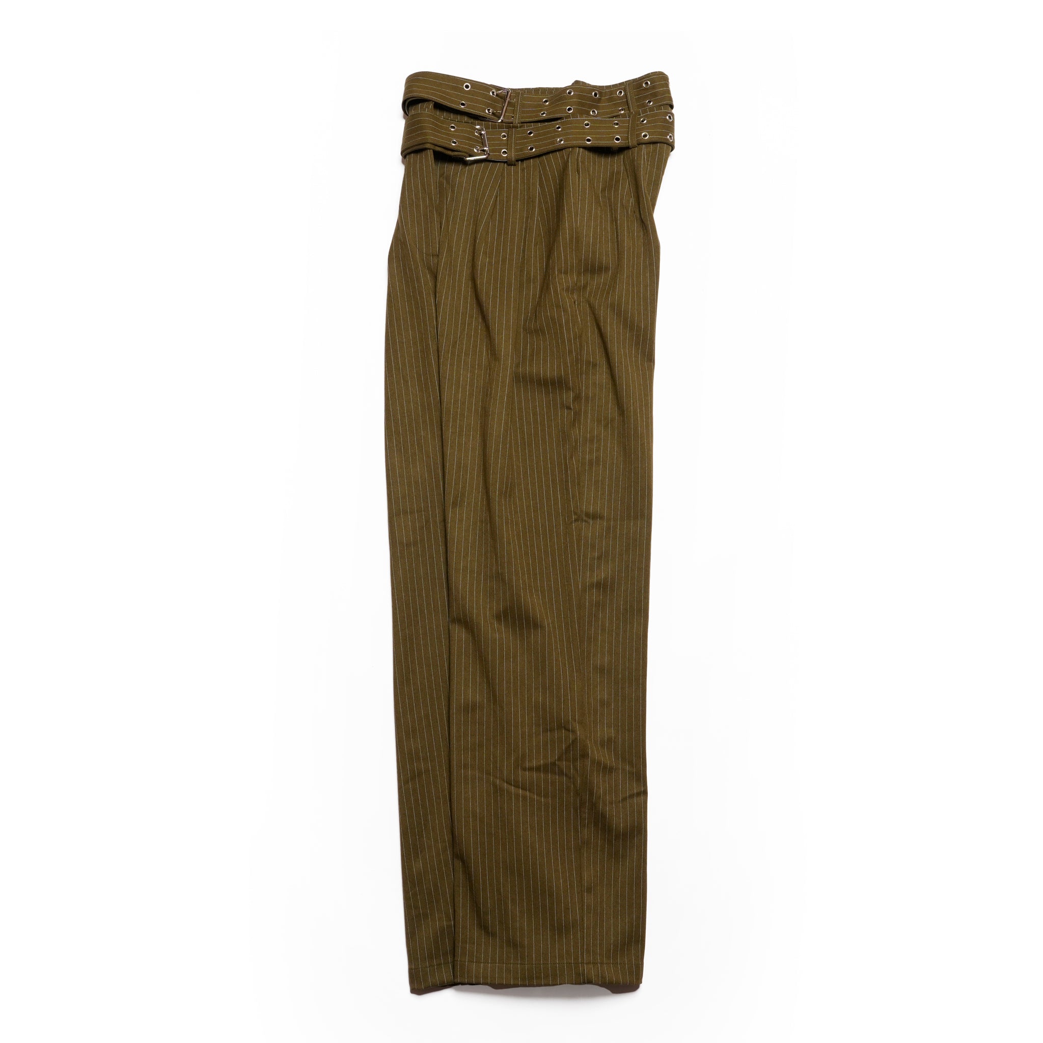 Bettie Pinstripe Trousers | Color_Khaki | No_32GH02TRG159KAK_KHAKI【GHOSPELL_ゴスペル】