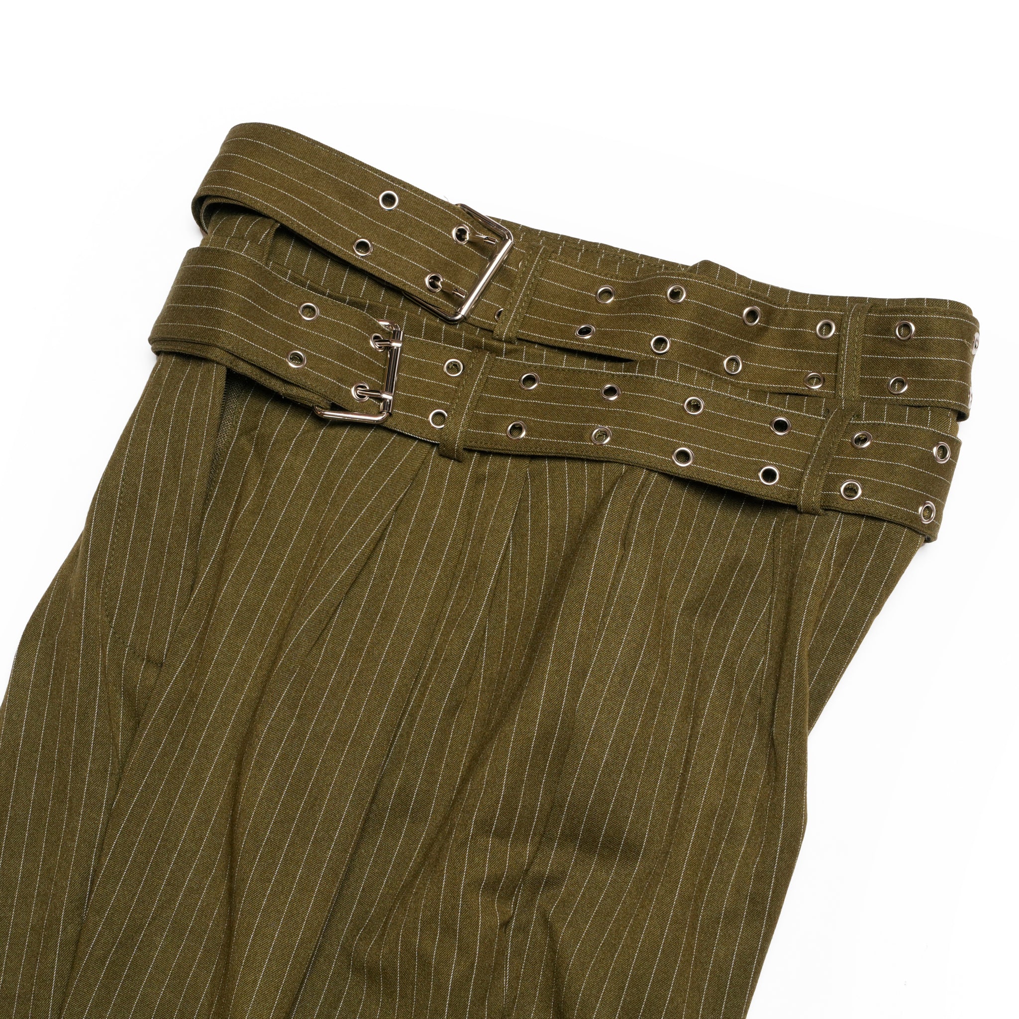 Bettie Pinstripe Trousers | Color_Khaki | No_32GH02TRG159KAK_KHAKI【GHOSPELL_ゴスペル】