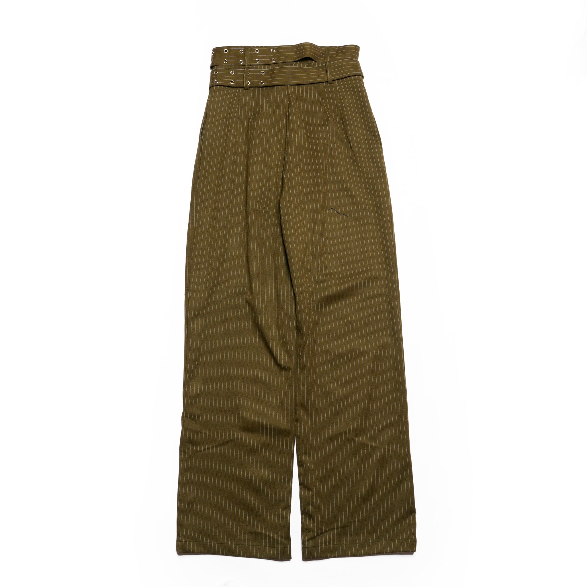 Bettie Pinstripe Trousers | Color_Khaki | No_32GH02TRG159KAK_KHAKI【GHOSPELL_ゴスペル】