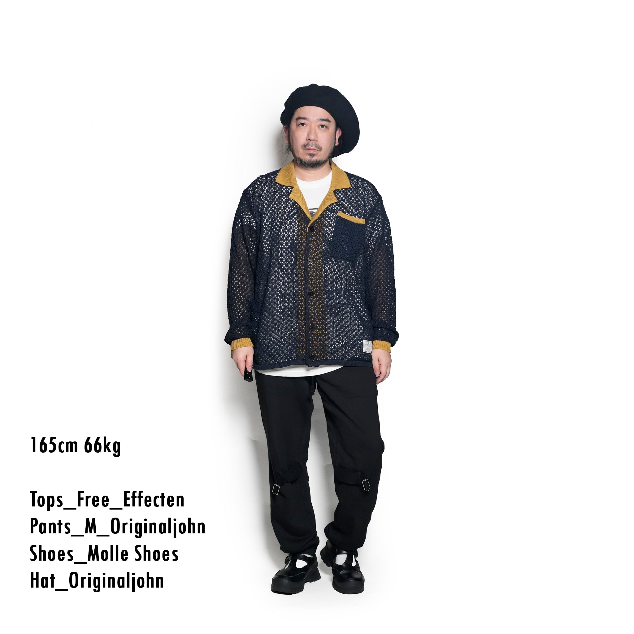 efmm-17_Blacknavy | Net Knit Shirts | Color:Blacknavy【EFFECTEN_エフェクテン】【archive】
