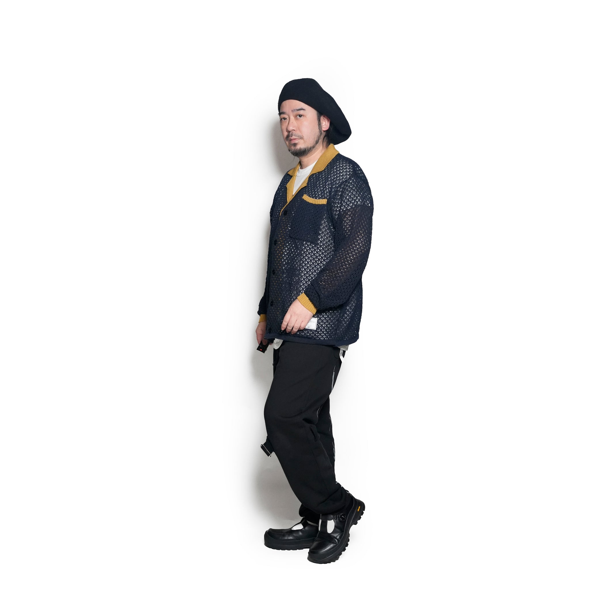 efmm-17_Blacknavy | Net Knit Shirts | Color:Blacknavy【EFFECTEN_エフェクテン】【archive】