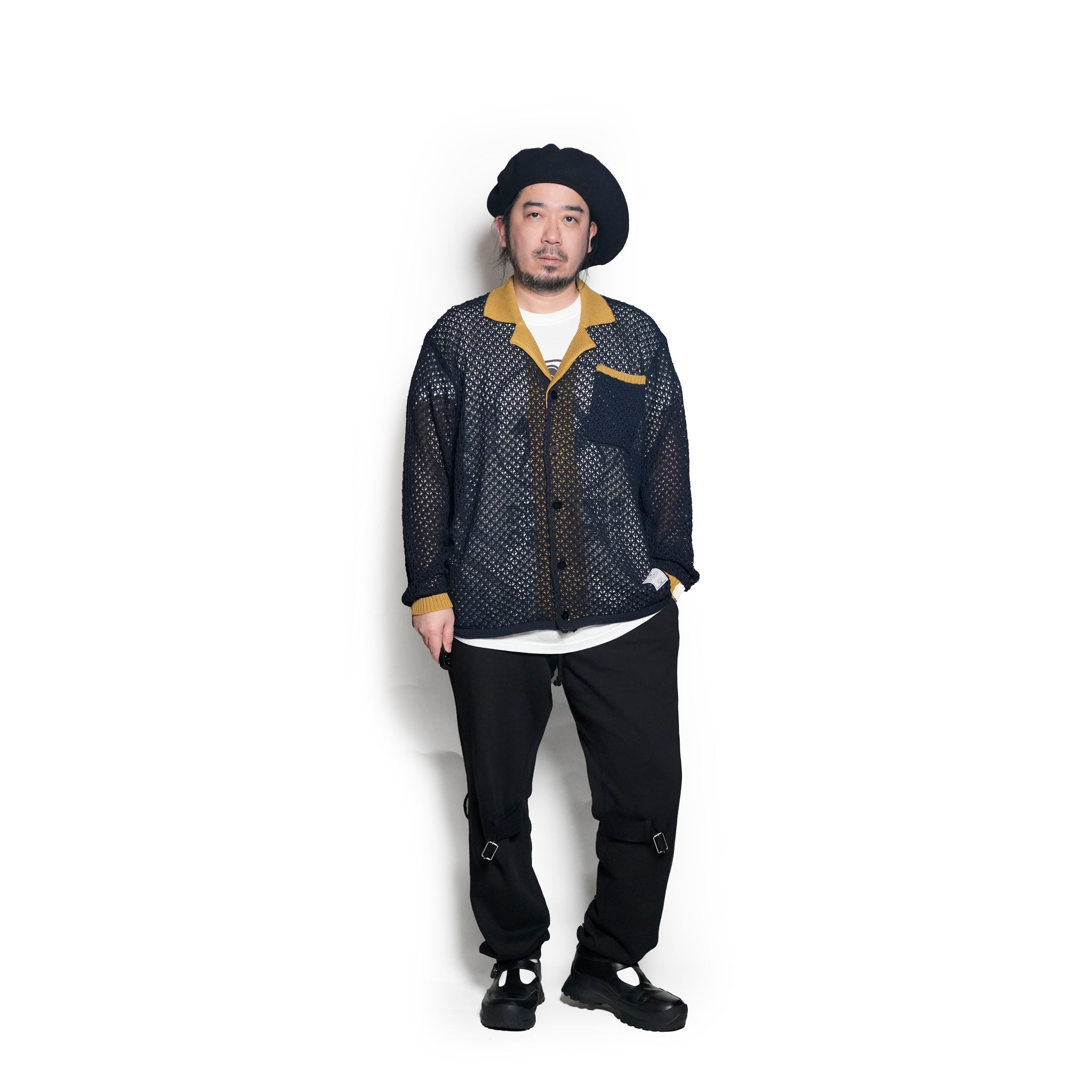 efmm-17_Blacknavy | Net Knit Shirts | Color:Blacknavy【EFFECTEN_エフェクテン】【archive】