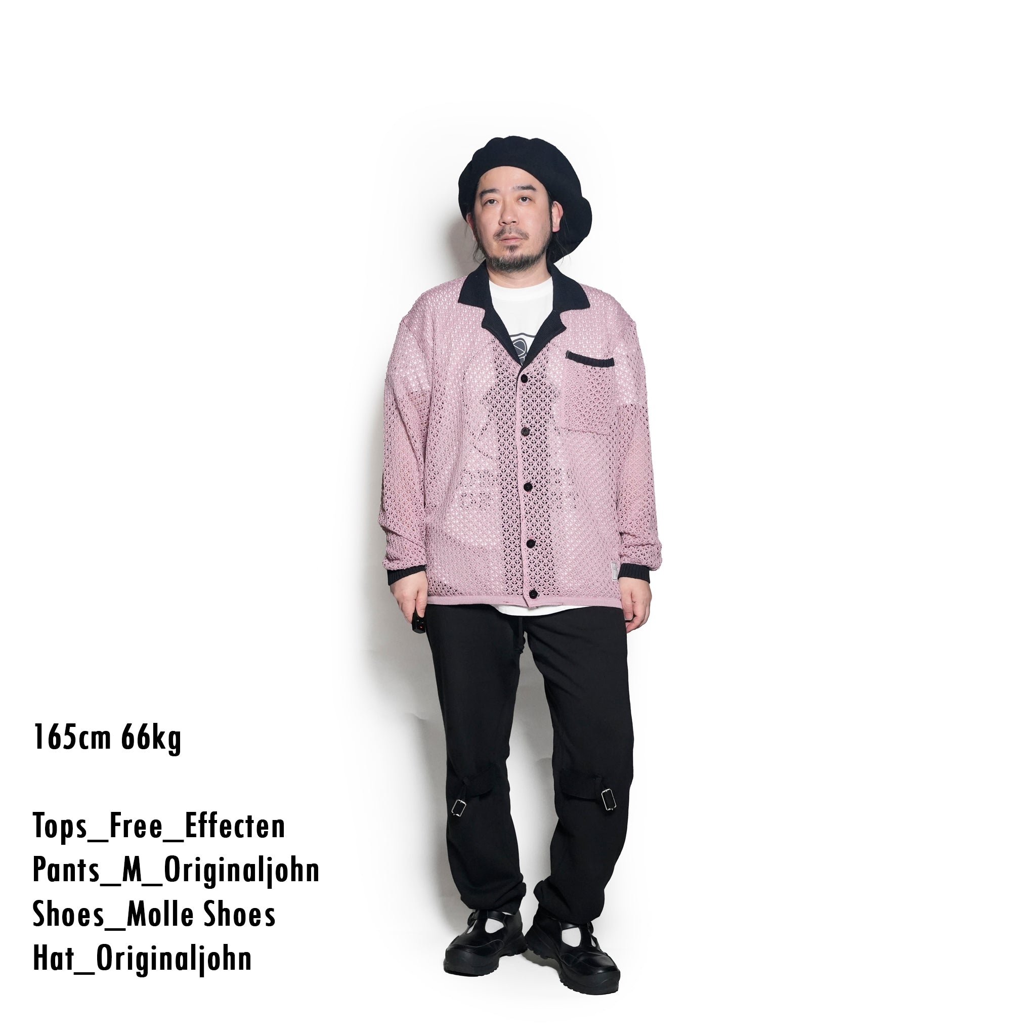 efmm-17_Flamingo | Net Knit Shirts | Color:Flamingo【EFFECTEN_エフェクテン】【archive】