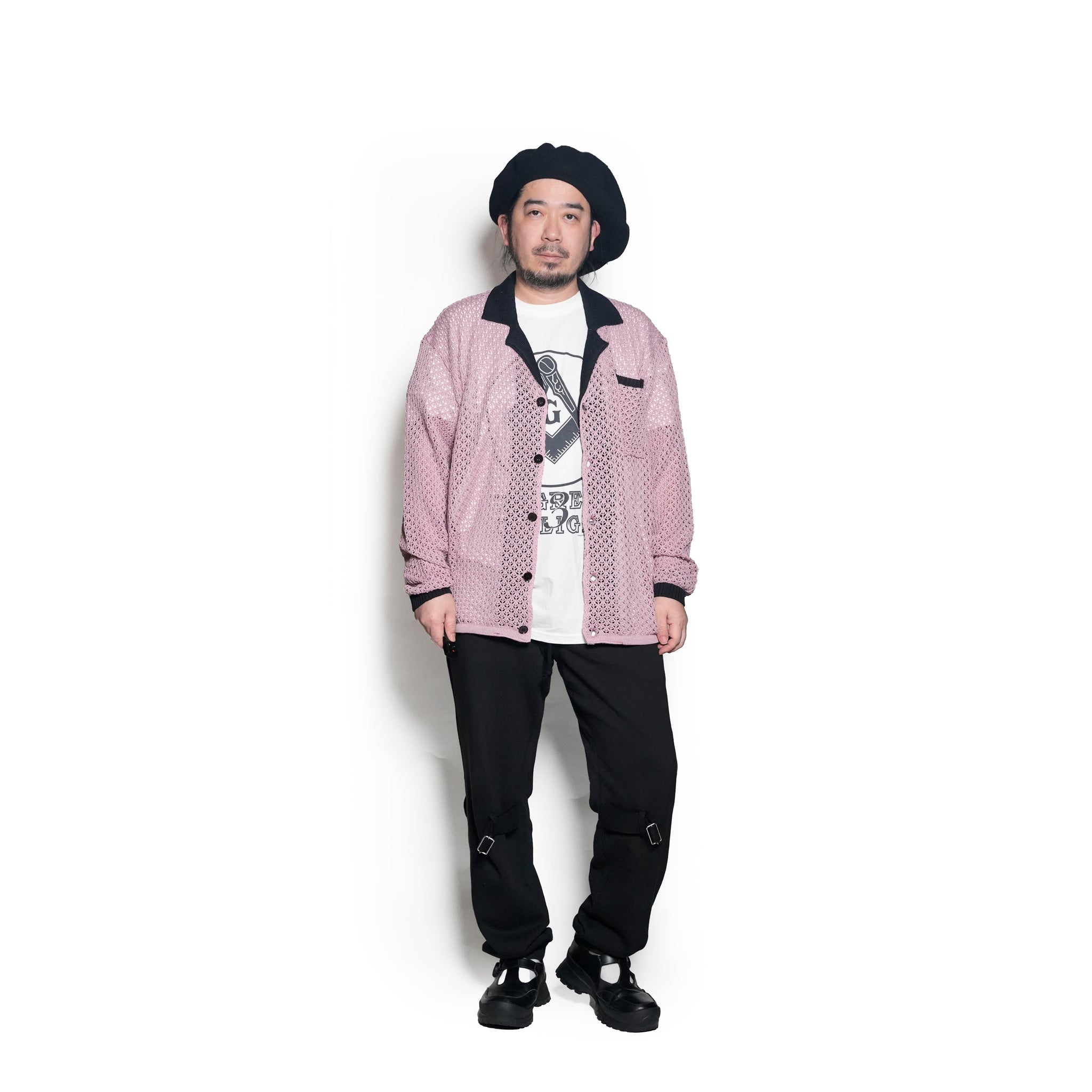 efmm-17_Flamingo | Net Knit Shirts | Color:Flamingo【EFFECTEN_エフェクテン】【archive】