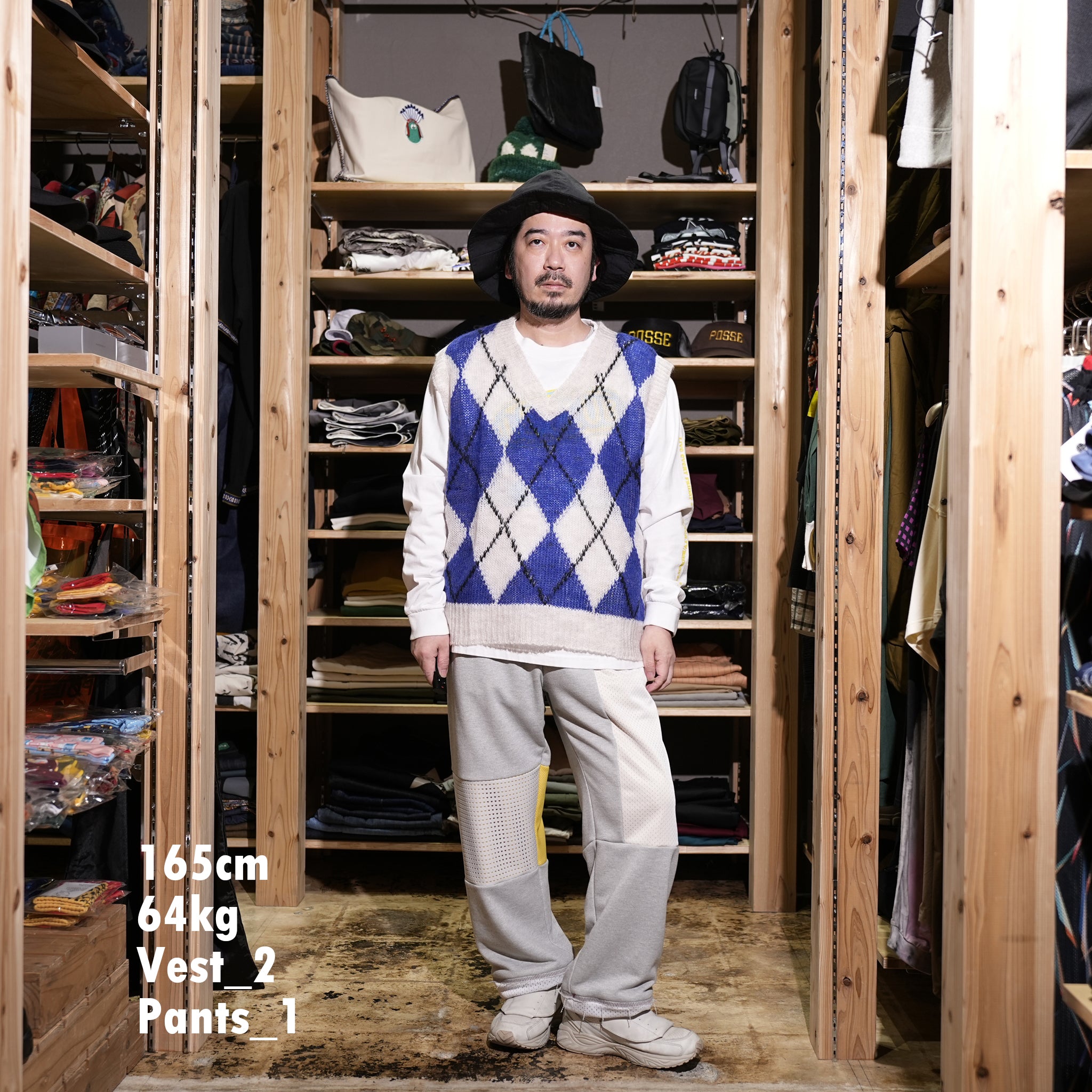 PS24KT03 | mohair x vest | Color:Blue/Brown【PLATEAU STUDIO_プラトー スタジオ】