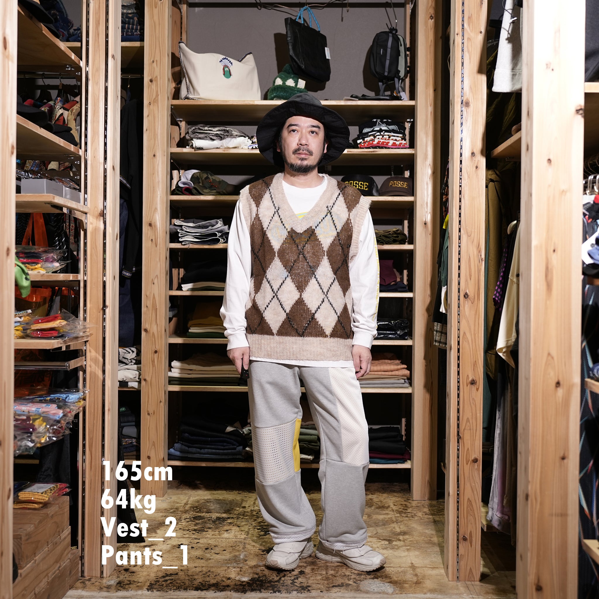 PS24KT03 | mohair x vest | Color:Blue/Brown【PLATEAU STUDIO_プラトー スタジオ】