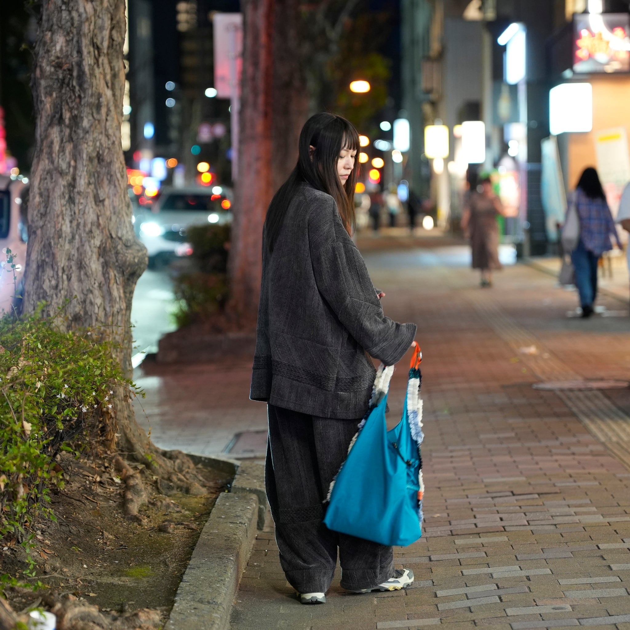 Pattern Switch Wide Pants | Color_Charcoal | No_bsd25aw-18_charcoal【BEDSIDEDRAMA_ベッドサイドドラマ】