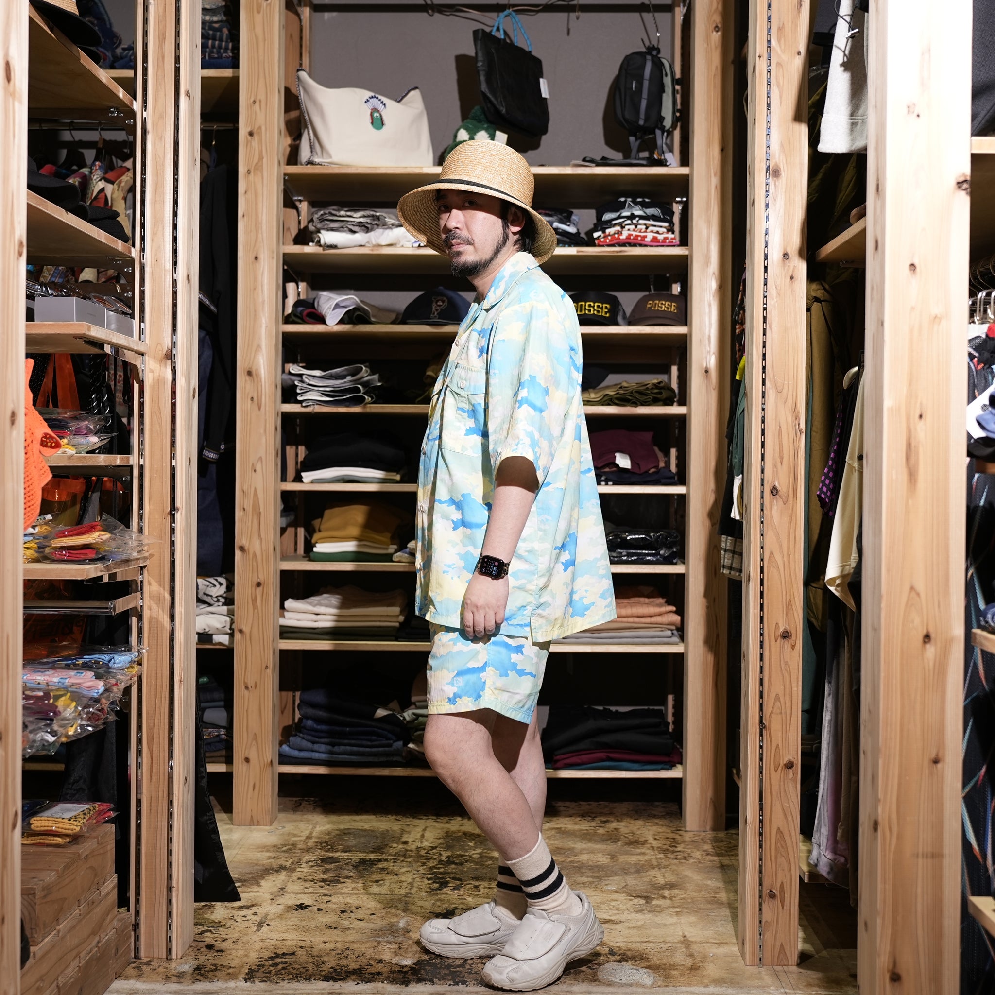 AM-2415004 | Camo Print Track Short Pants | Color:Khaki/Blue【ARMYTWILL_アーミーツイル】【ネコポス選択可能】