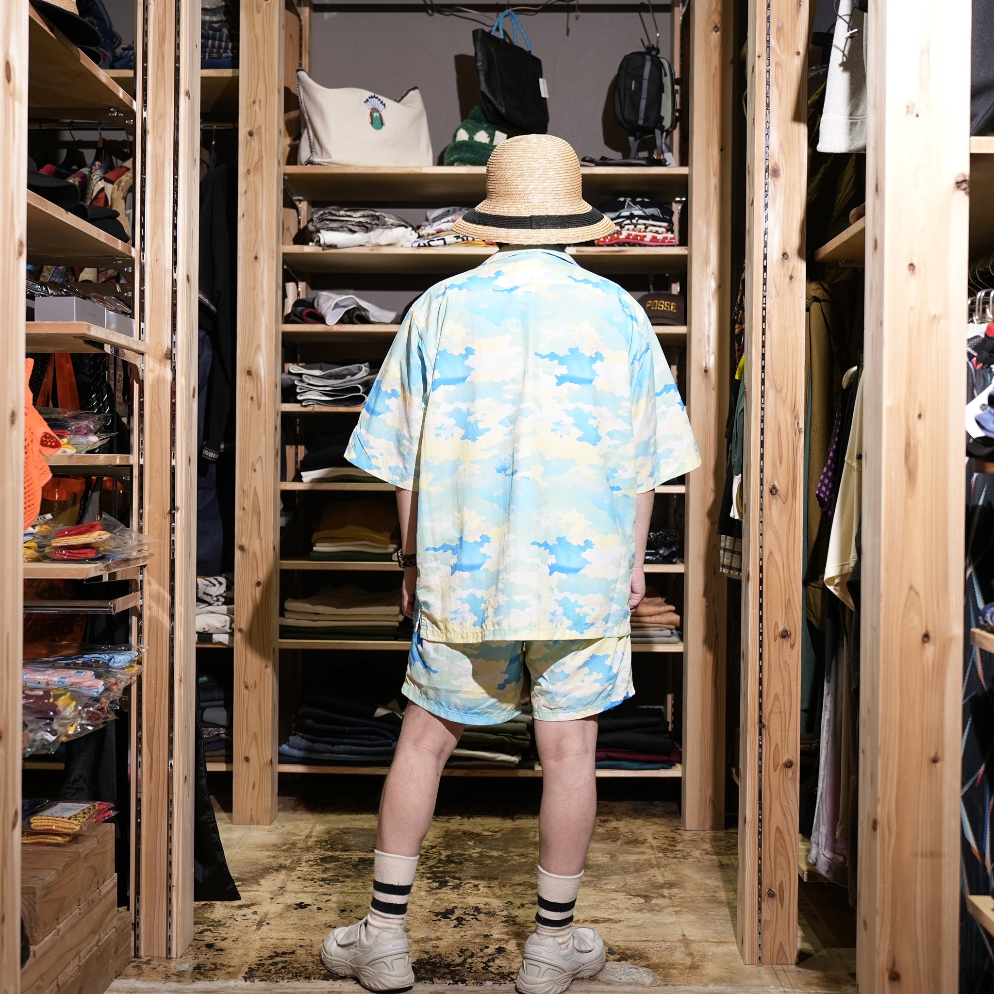 AM-2415004 | Camo Print Track Short Pants | Color:Khaki/Blue【ARMYTWILL_アーミーツイル】【ネコポス選択可能】