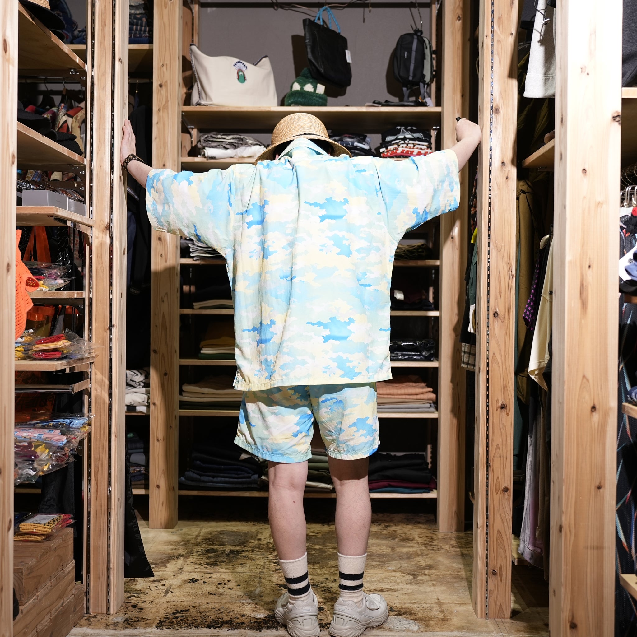 AM-2415004 | Camo Print Track Short Pants | Color:Khaki/Blue【ARMYTWILL_アーミーツイル】【ネコポス選択可能】