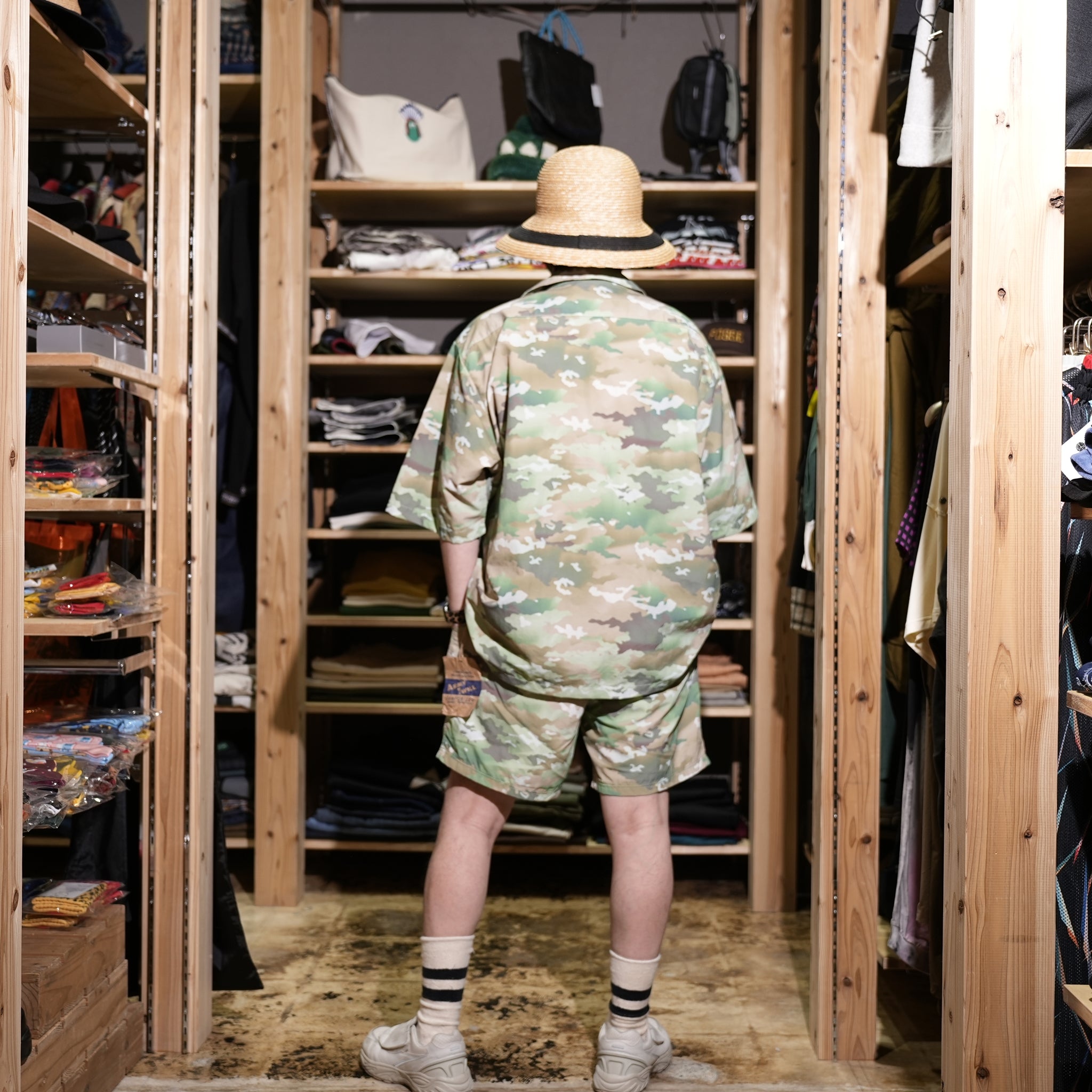 AM-2415004 | Camo Print Track Short Pants | Color:Khaki/Blue【ARMYTWILL_アーミーツイル】【ネコポス選択可能】