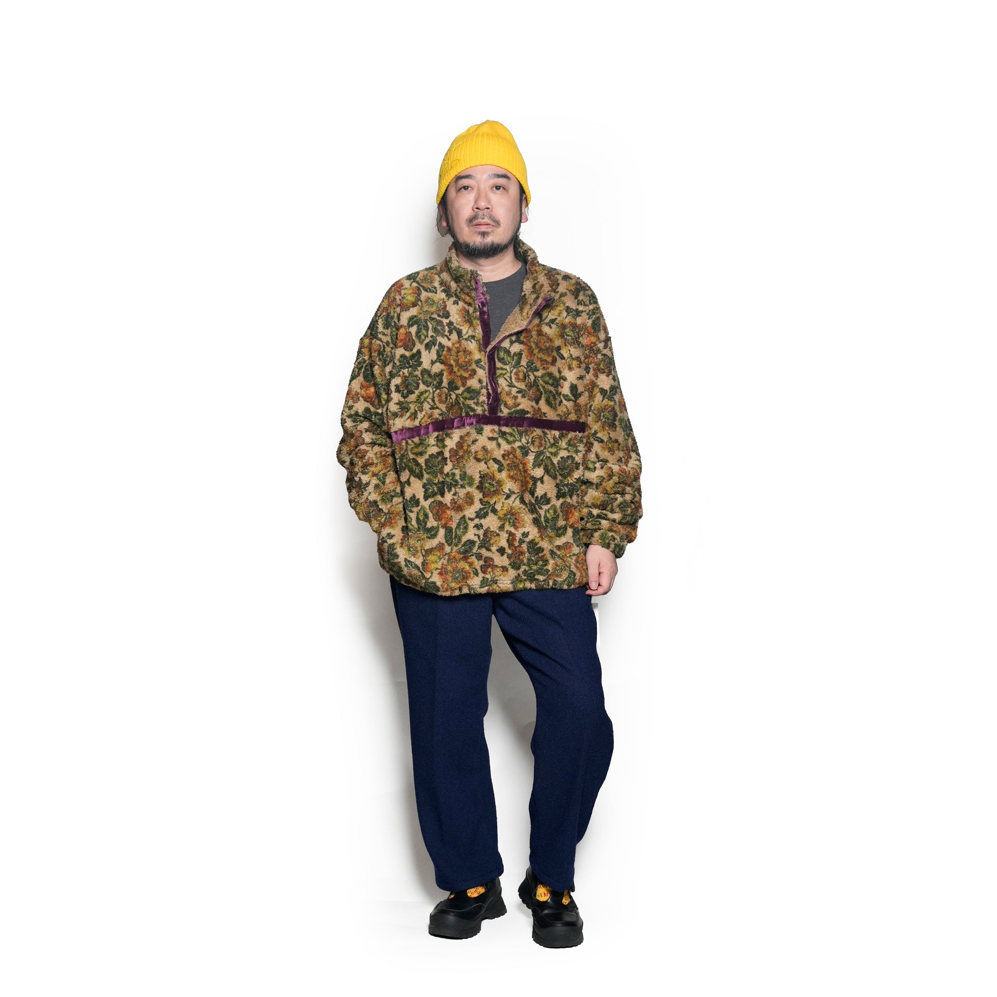 FLOWER FLEECE P.O | Color_Beige | No_voo-1246_beige【VOO_ヴォー】