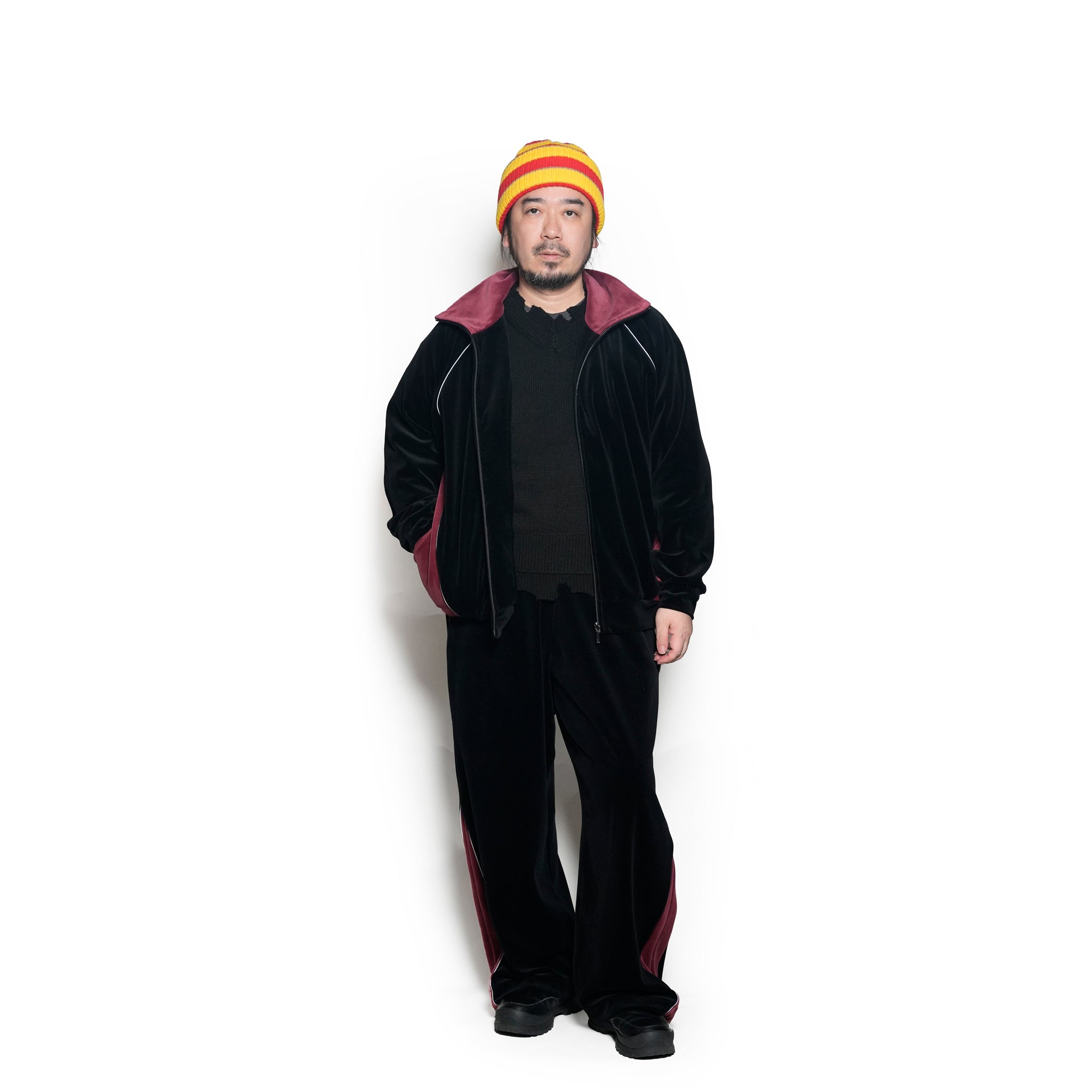 VELOUR TRACK JACKET | Color_Black | No_voo-1242_black【VOO_ヴォー】