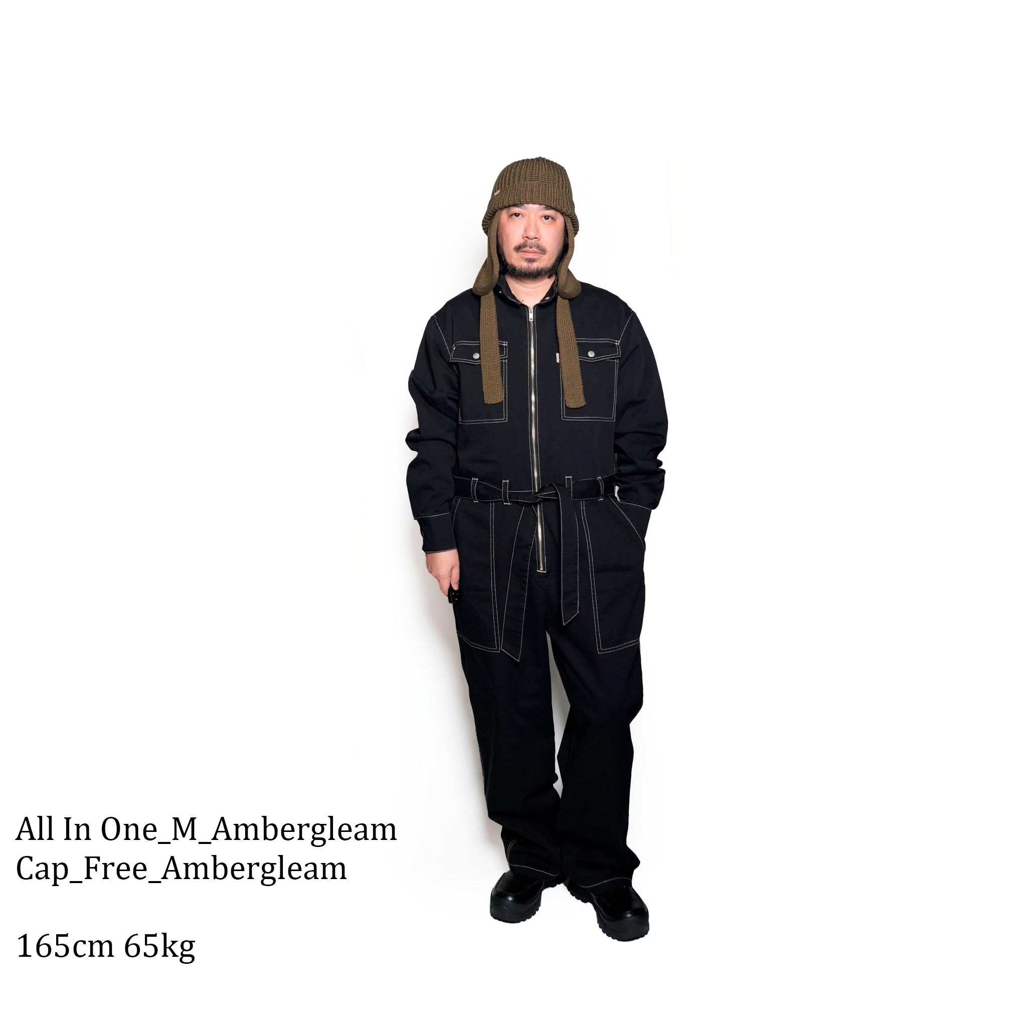 Fabric Jumpsuit | Color:Black Chino【AMBERGLEAM_アンバーグリーム】| 1227141118【archive】