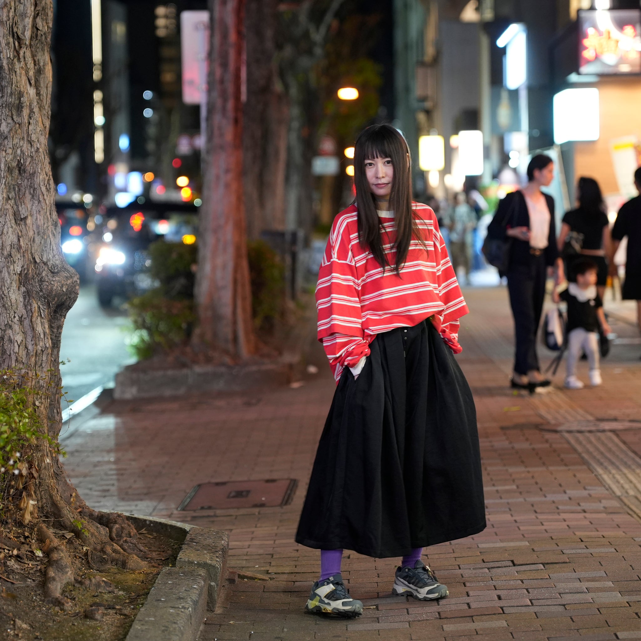 Border Layered Long Sleeve T-shirt | Color:ホワイトムスク/ネイビー/ハートフルレッド【AMBERGLEAM_アンバーグリーム】1328151111