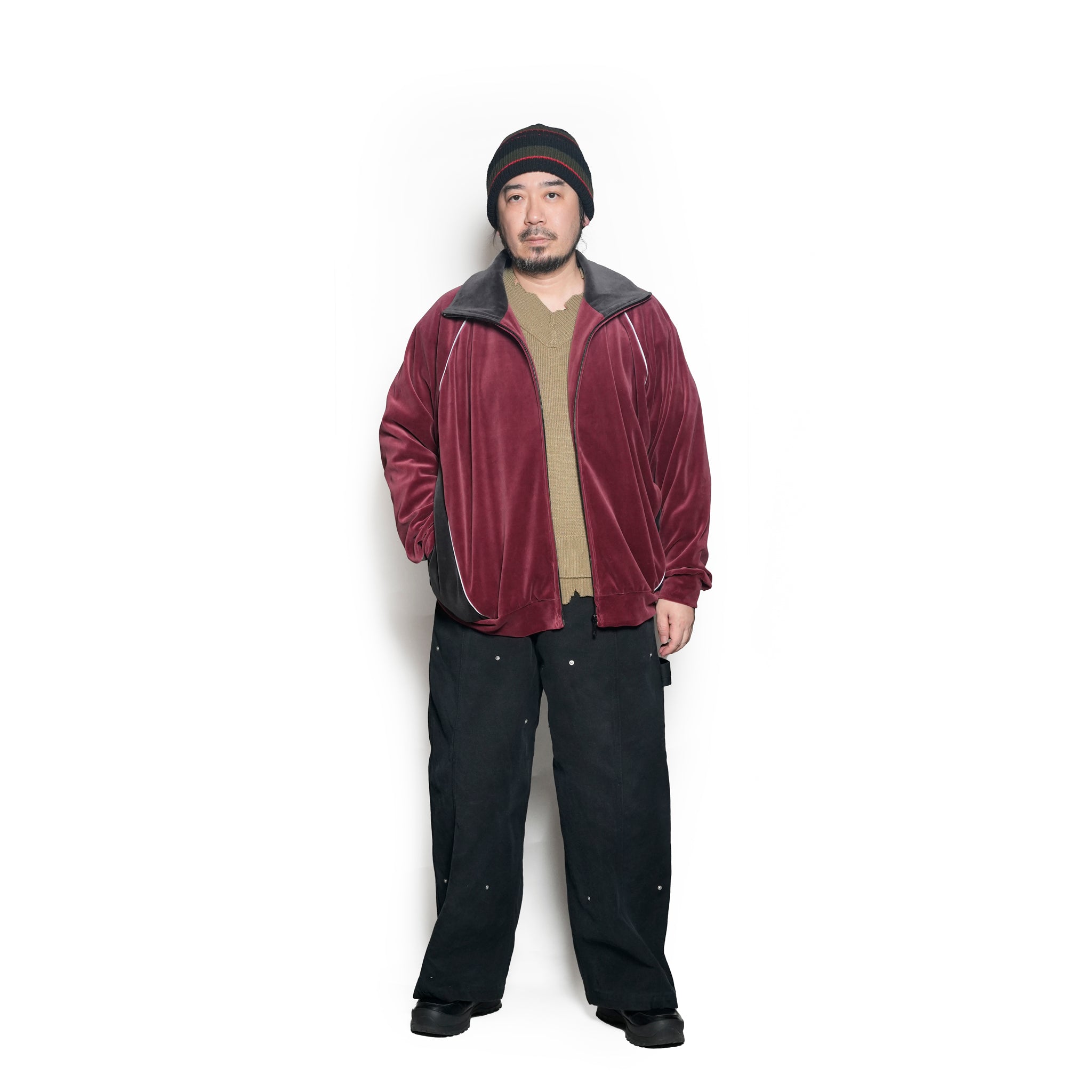 VELOUR TRACK JACKET | Color_Wine | No_voo-1242_wine【VOO_ヴォー】【入荷予定アイテム・入荷連絡可能】