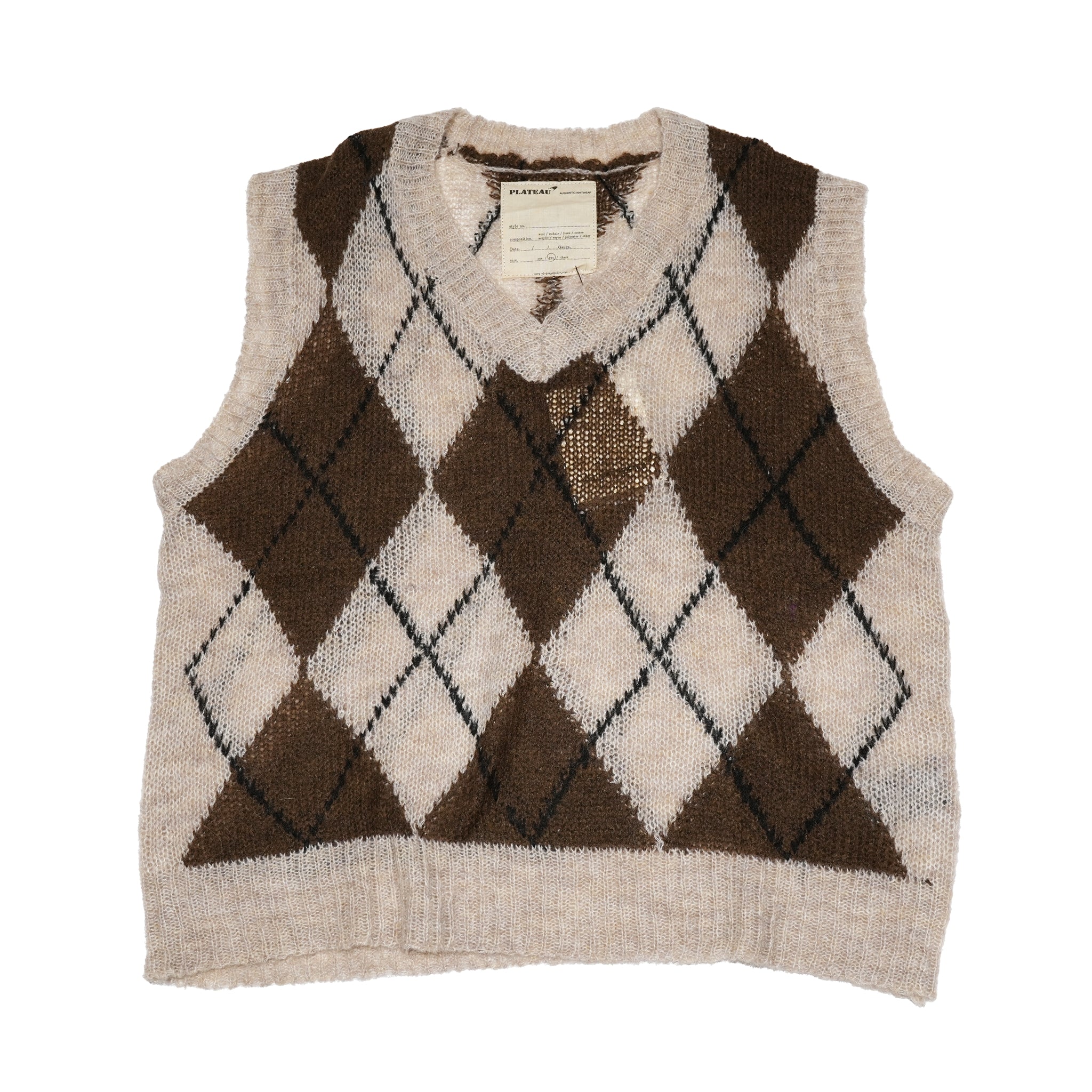 PS24KT03 | mohair x vest | Color:Blue/Brown【PLATEAU STUDIO_プラトー スタジオ】