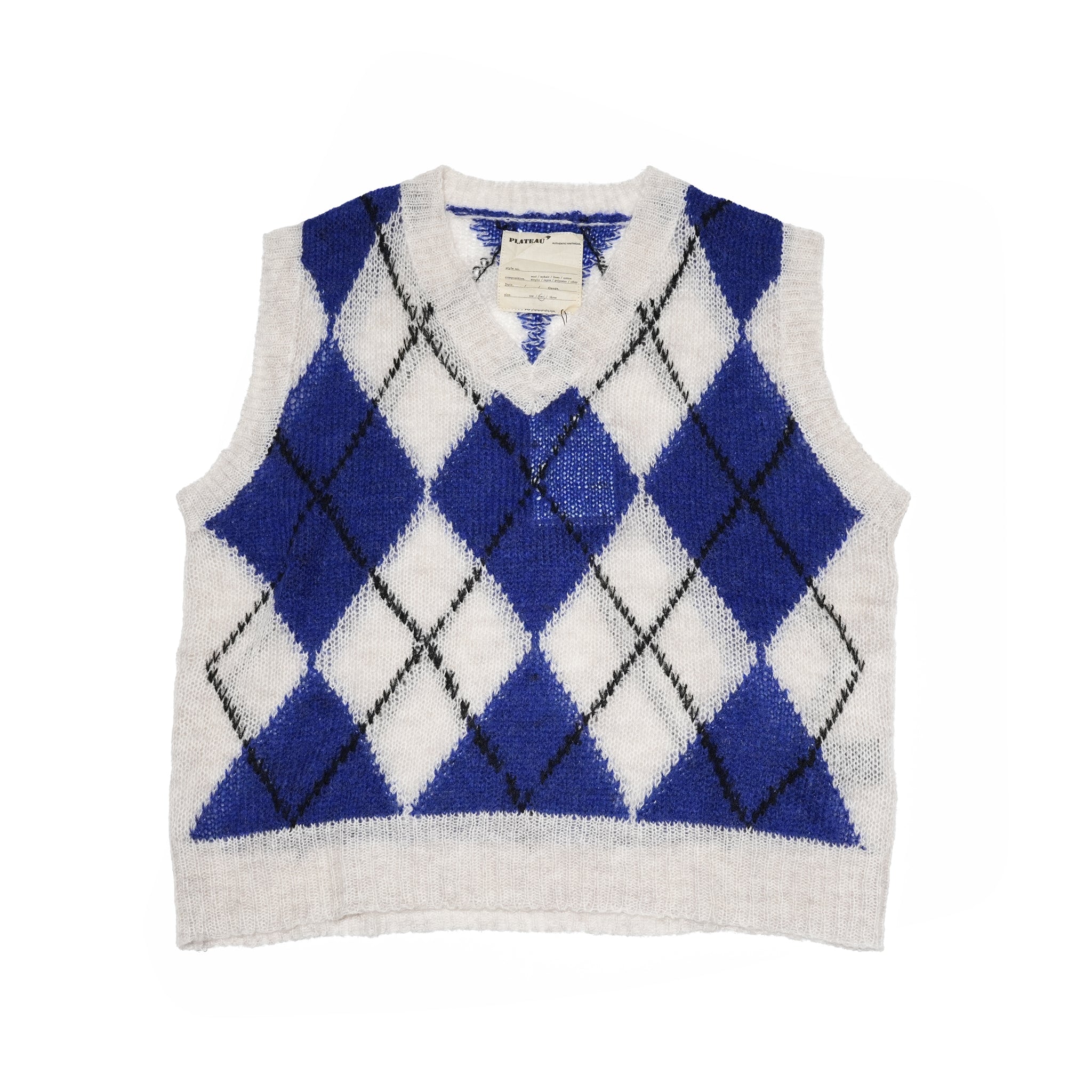 PS24KT03 | mohair x vest | Color:Blue/Brown【PLATEAU STUDIO_プラトー スタジオ】