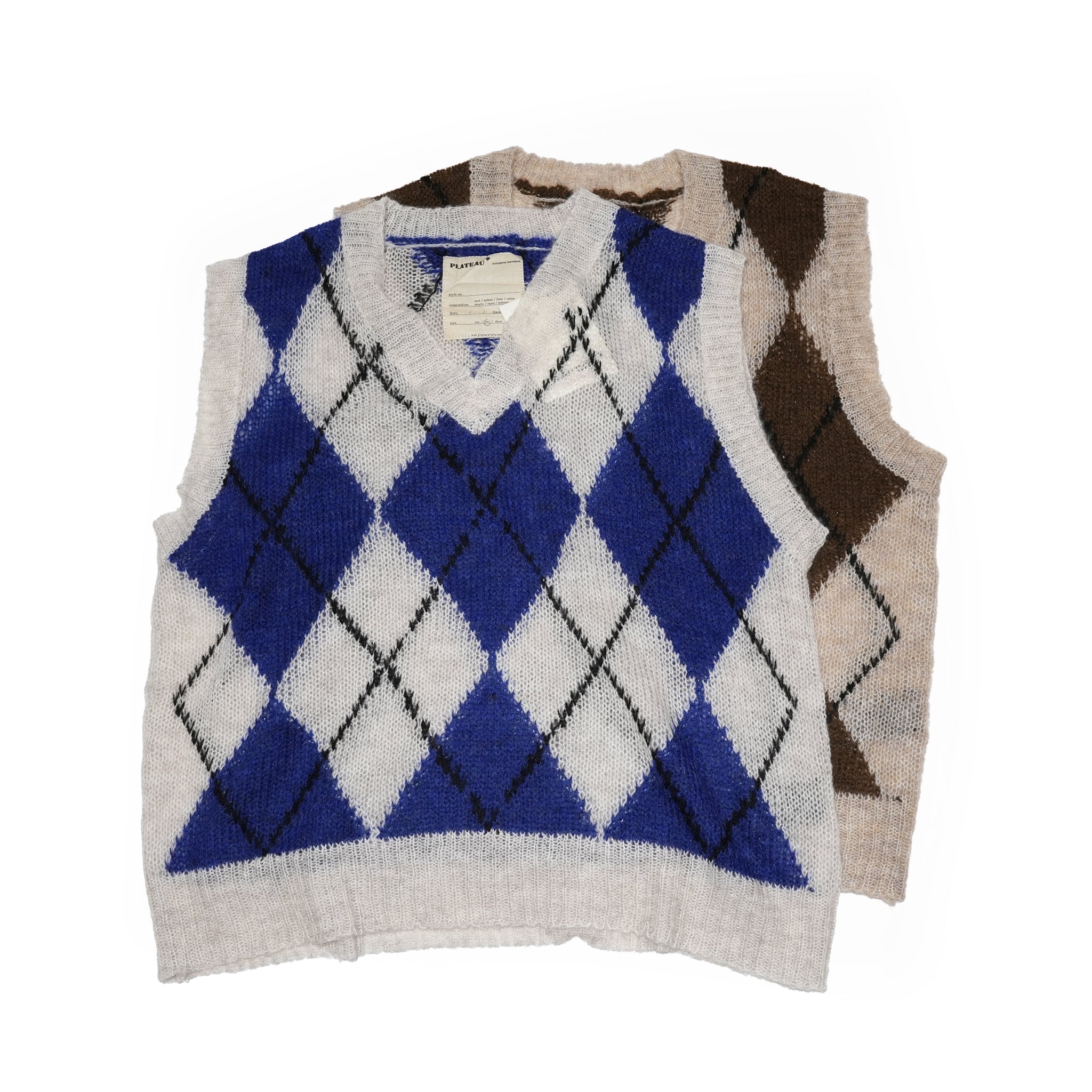PS24KT03 | mohair x vest | Color:Blue/Brown【PLATEAU STUDIO_プラトー スタジオ】