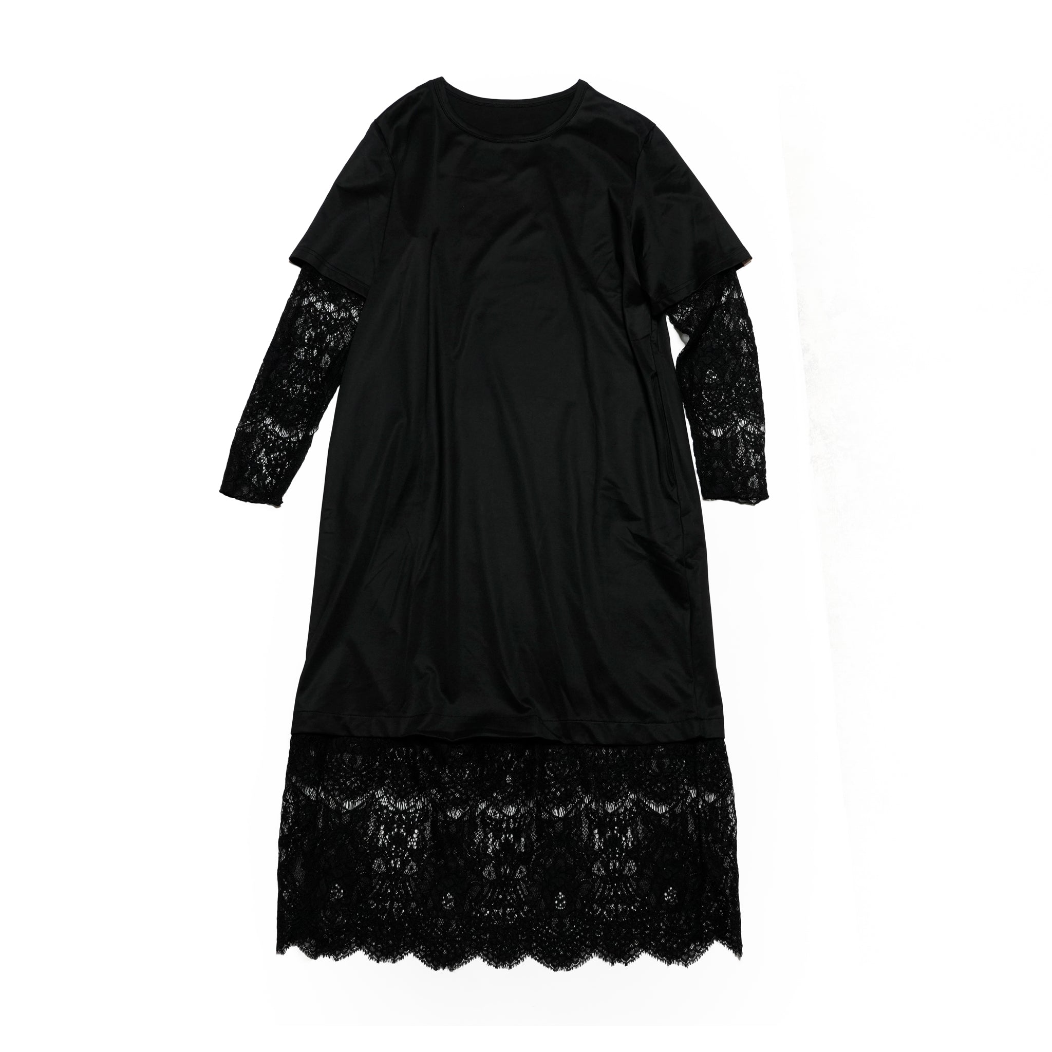 Lace Layered T-Shirt Dress | Color:Black【AMBERGLEAM_アンバーグリーム】1329151118