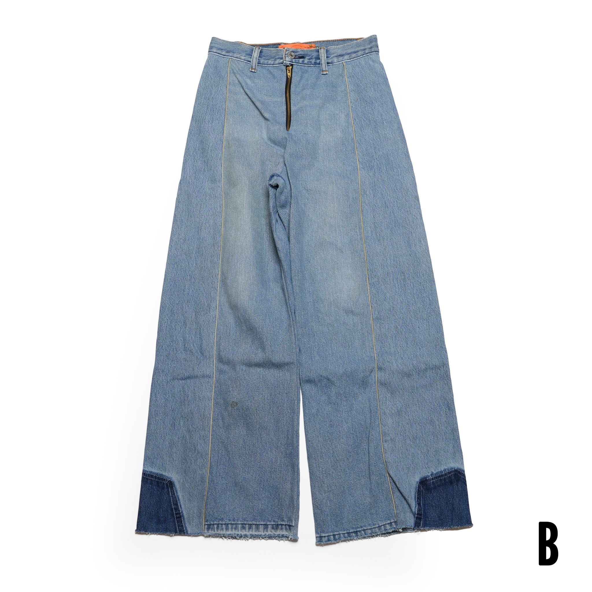 mate-270 | wフレアデニム | Color:Blue | Size:S【REHERSALL_リハーズオール】