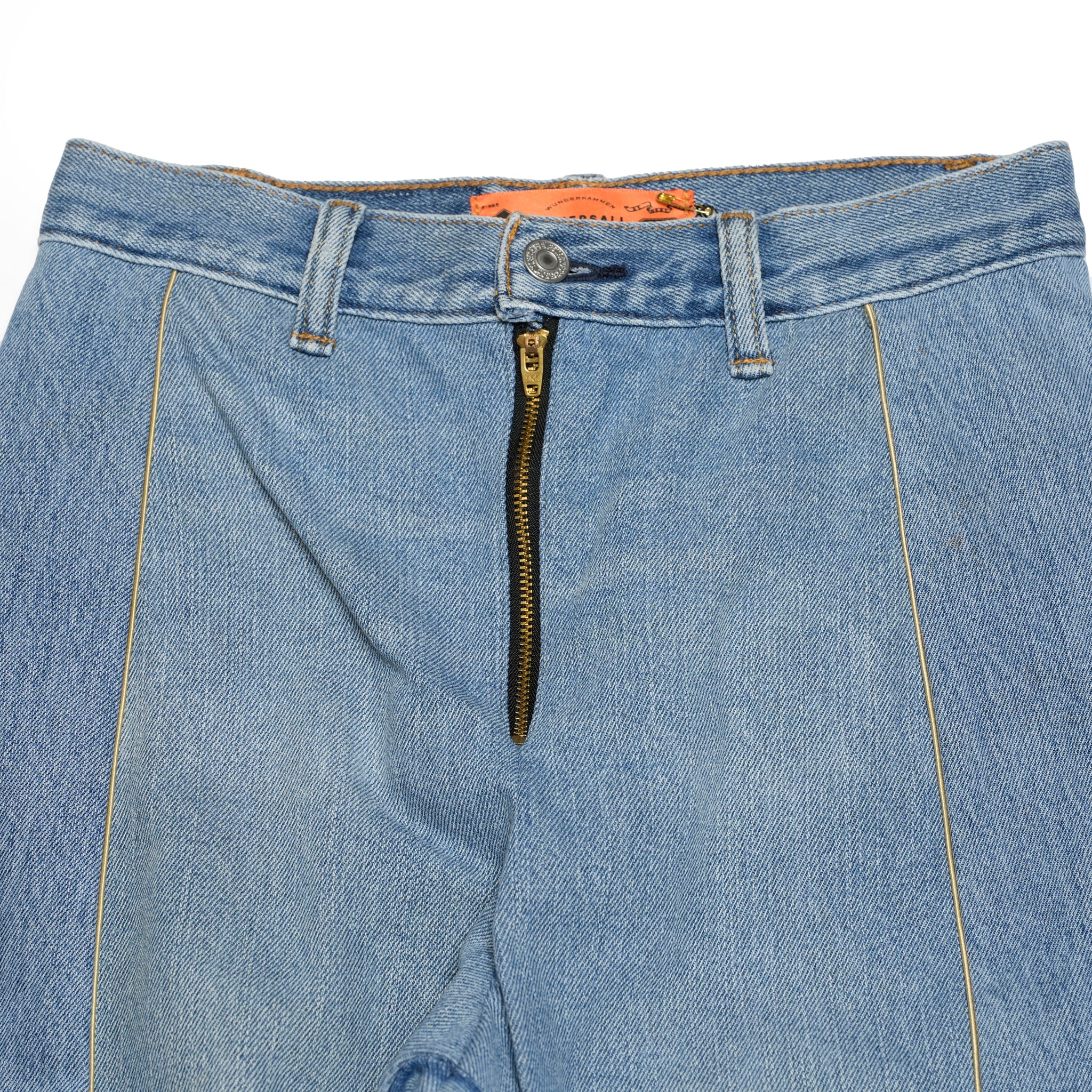 mate-270 | wフレアデニム | Color:Blue | Size:S【REHERSALL_リハーズオール】