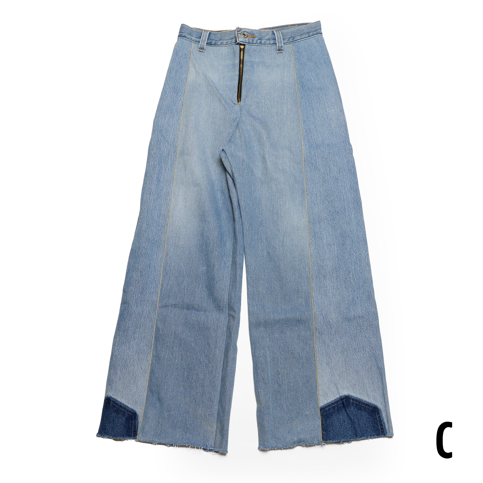 mate-270 | wフレアデニム | Color:Blue | Size:S【REHERSALL_リハーズオール】